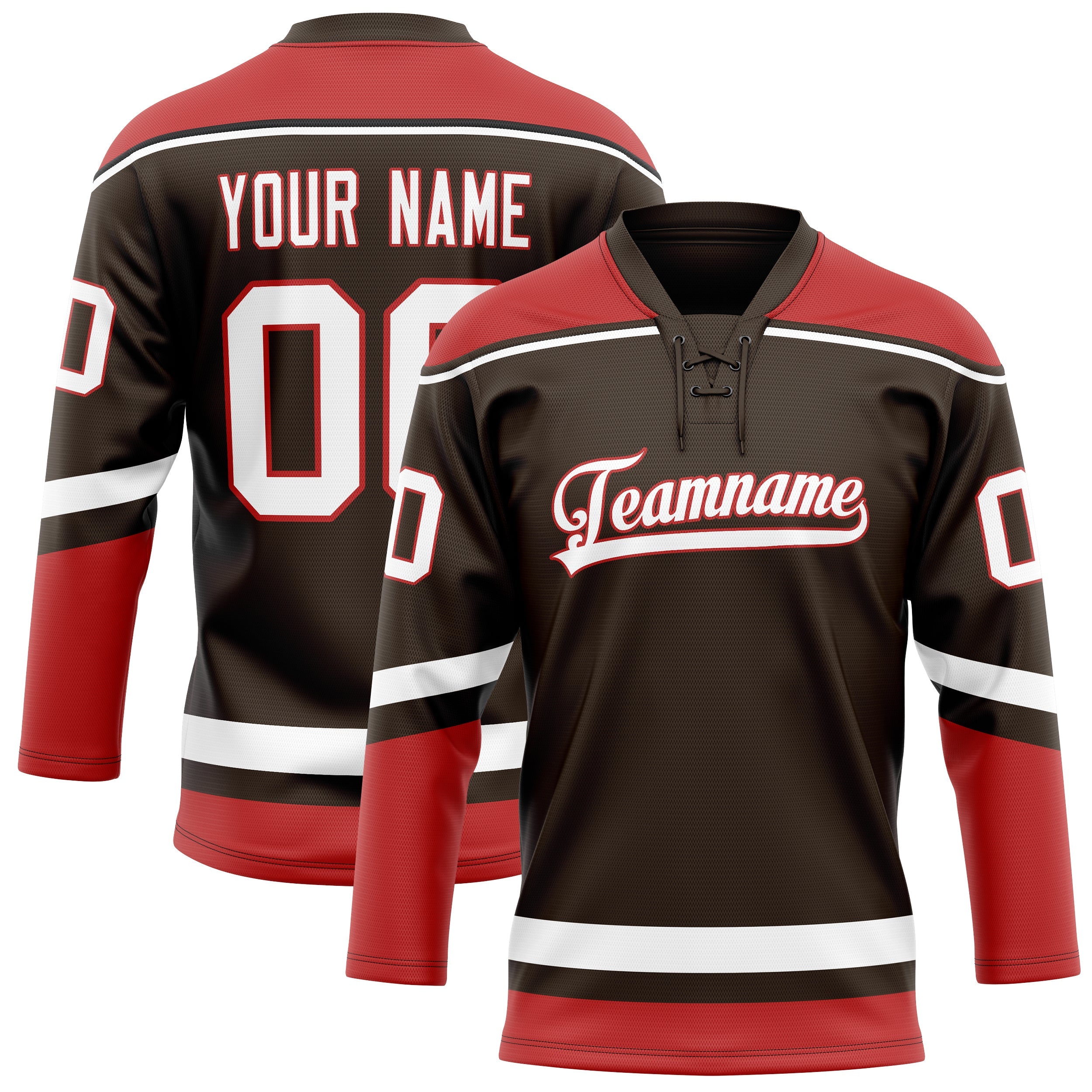 Custom Brown Red Solid Colour Hockey Jersey