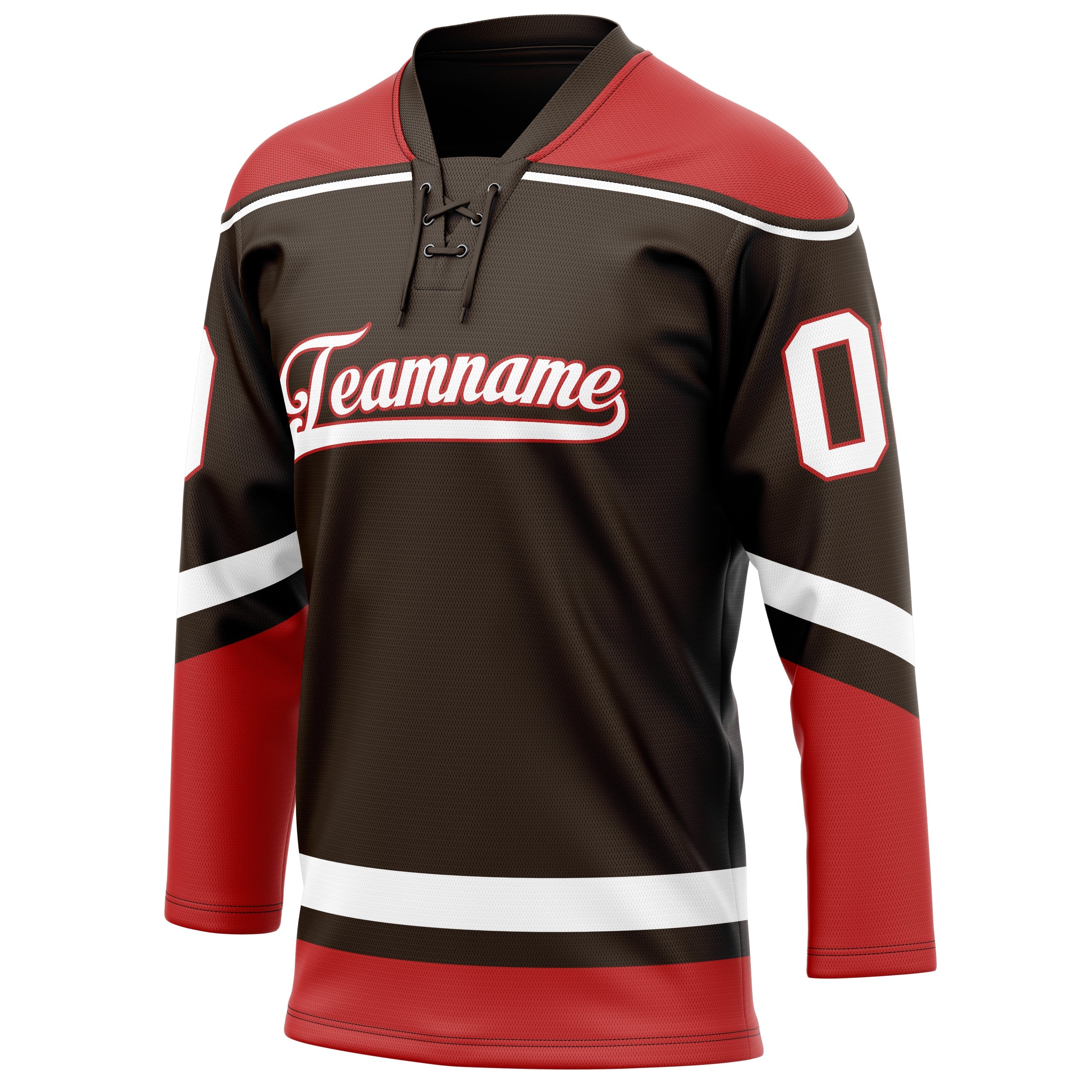 Custom Brown Red Solid Colour Hockey Jersey