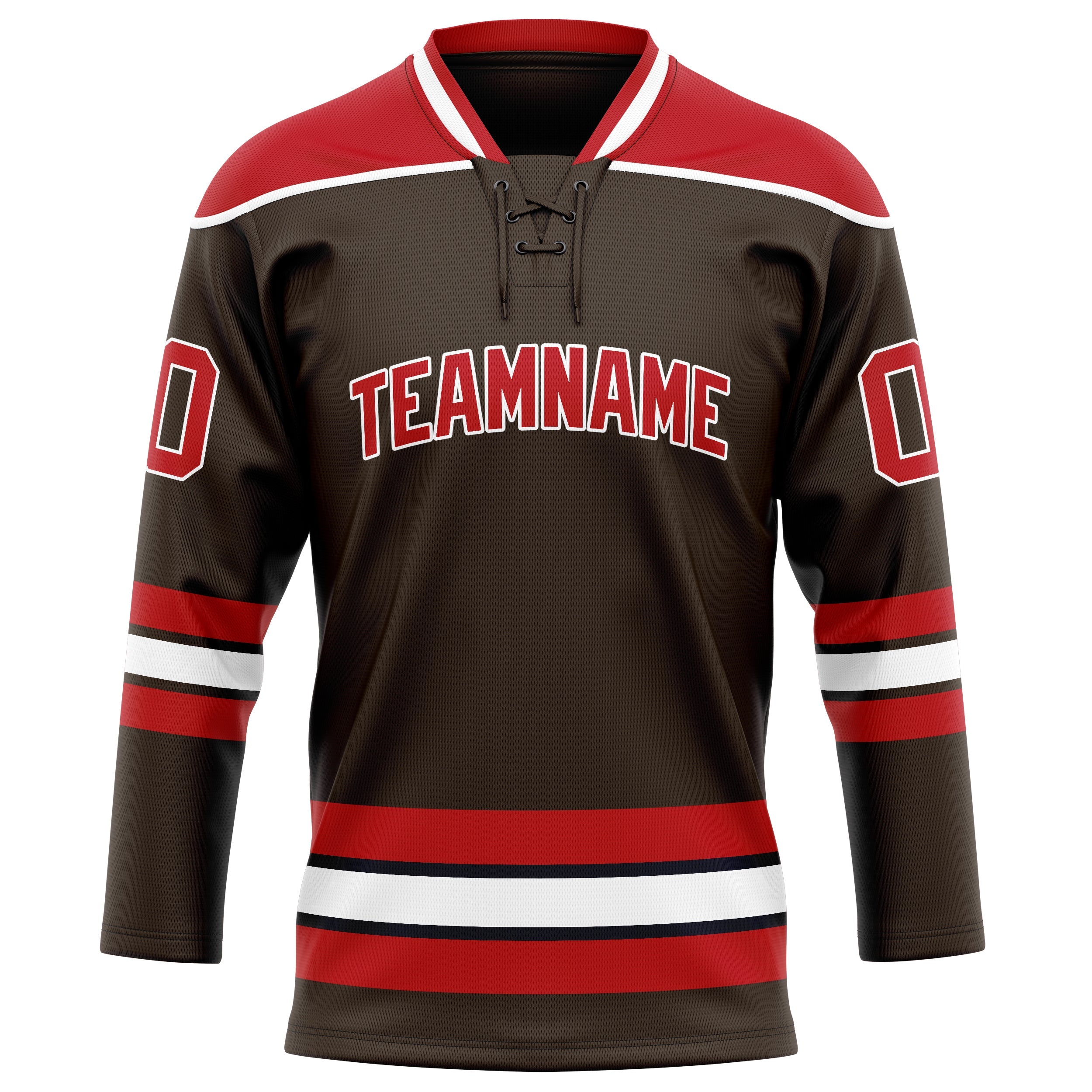 Custom Brown Red Solid Colour Hockey Jersey