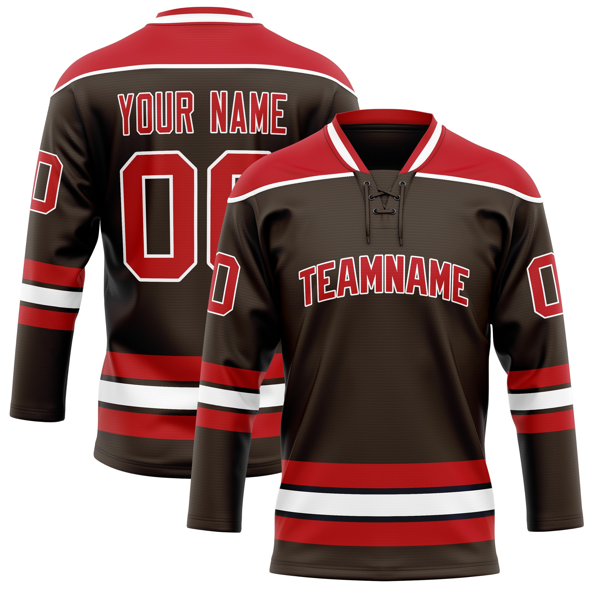 Custom Brown Red Solid Colour Hockey Jersey