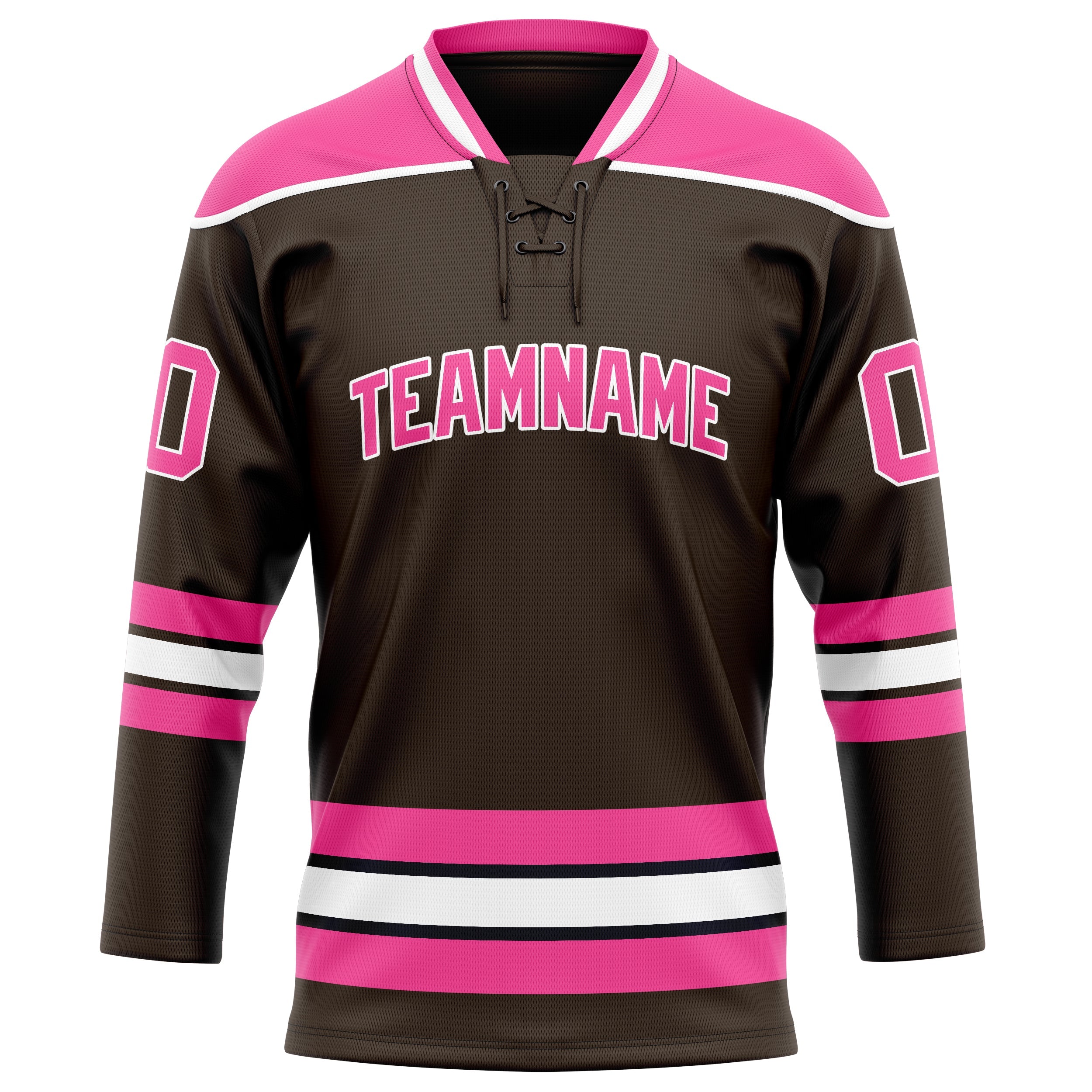 Custom Brown Pink Solid Colour Hockey Jersey