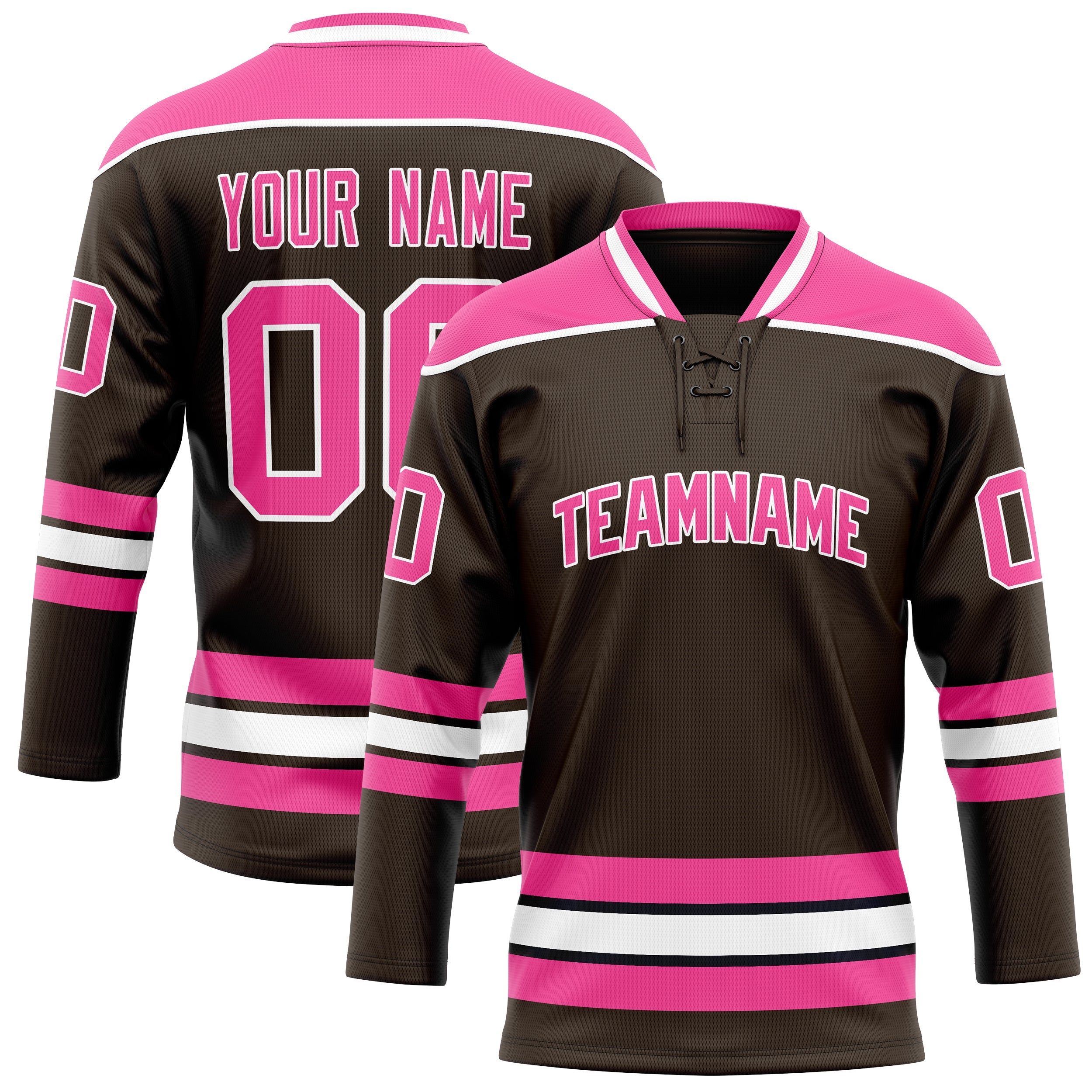 Custom Brown Pink Solid Colour Hockey Jersey