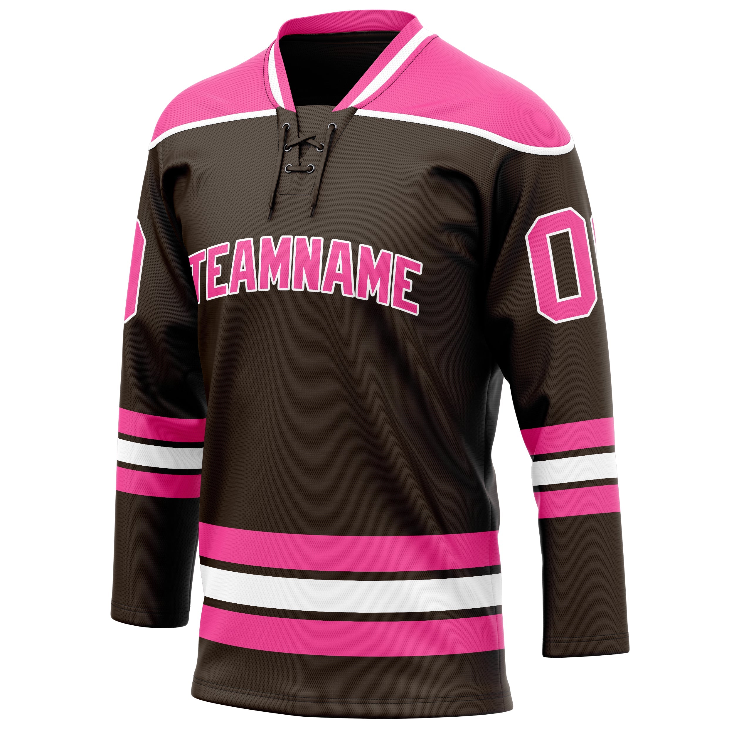 Custom Brown Pink Solid Colour Hockey Jersey