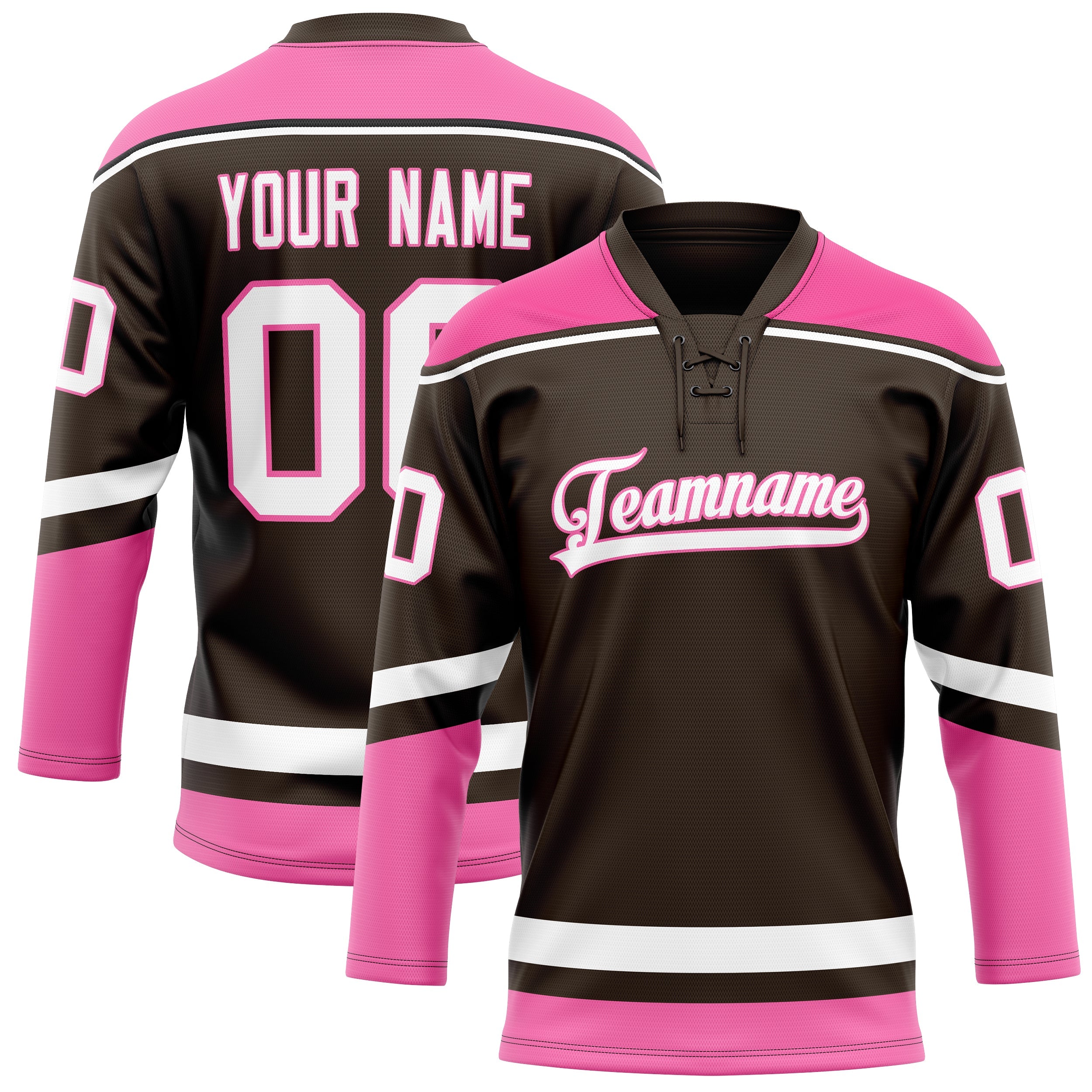 Custom Brown Pink Solid Colour Hockey Jersey