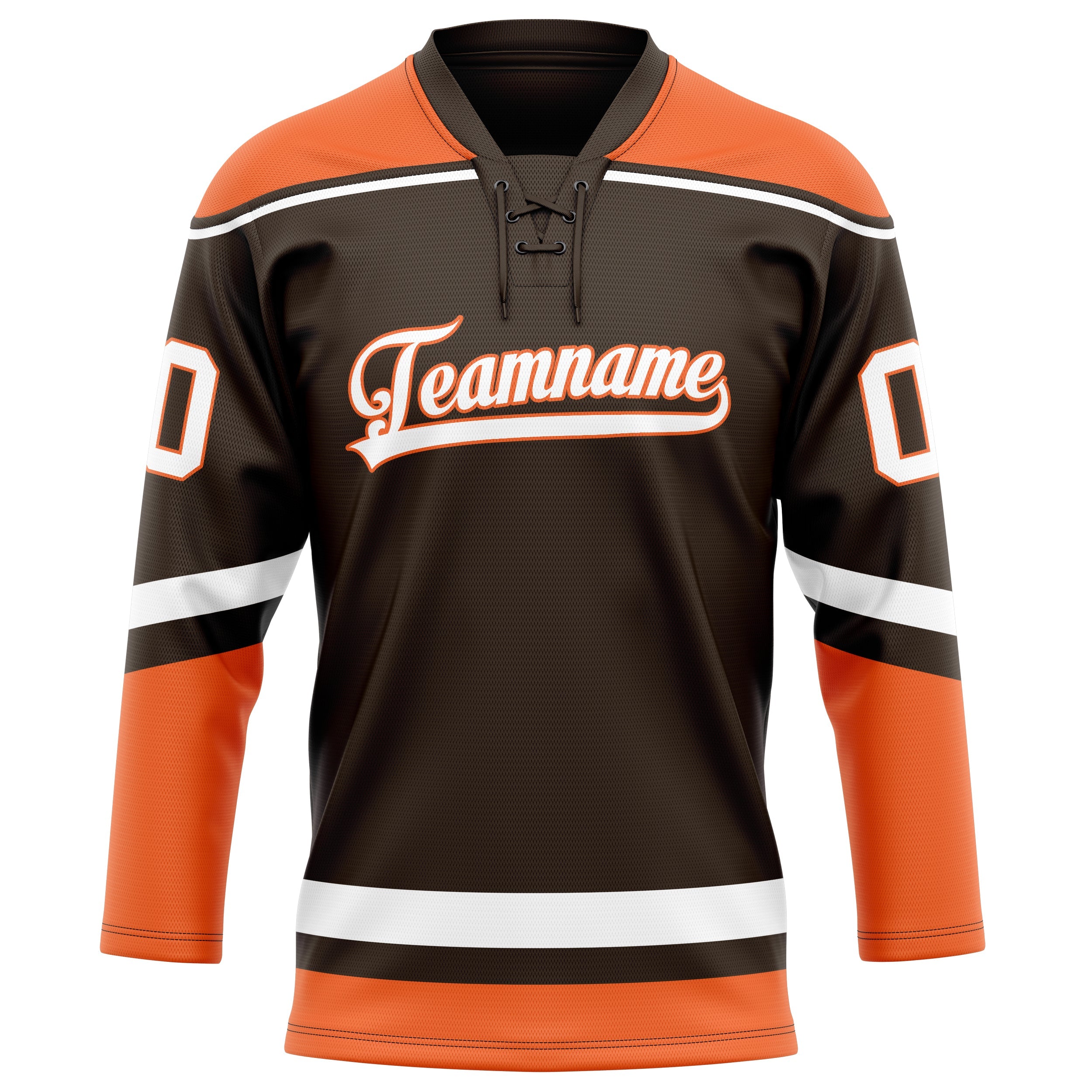 Custom Brown Orange Solid Colour Hockey Jersey