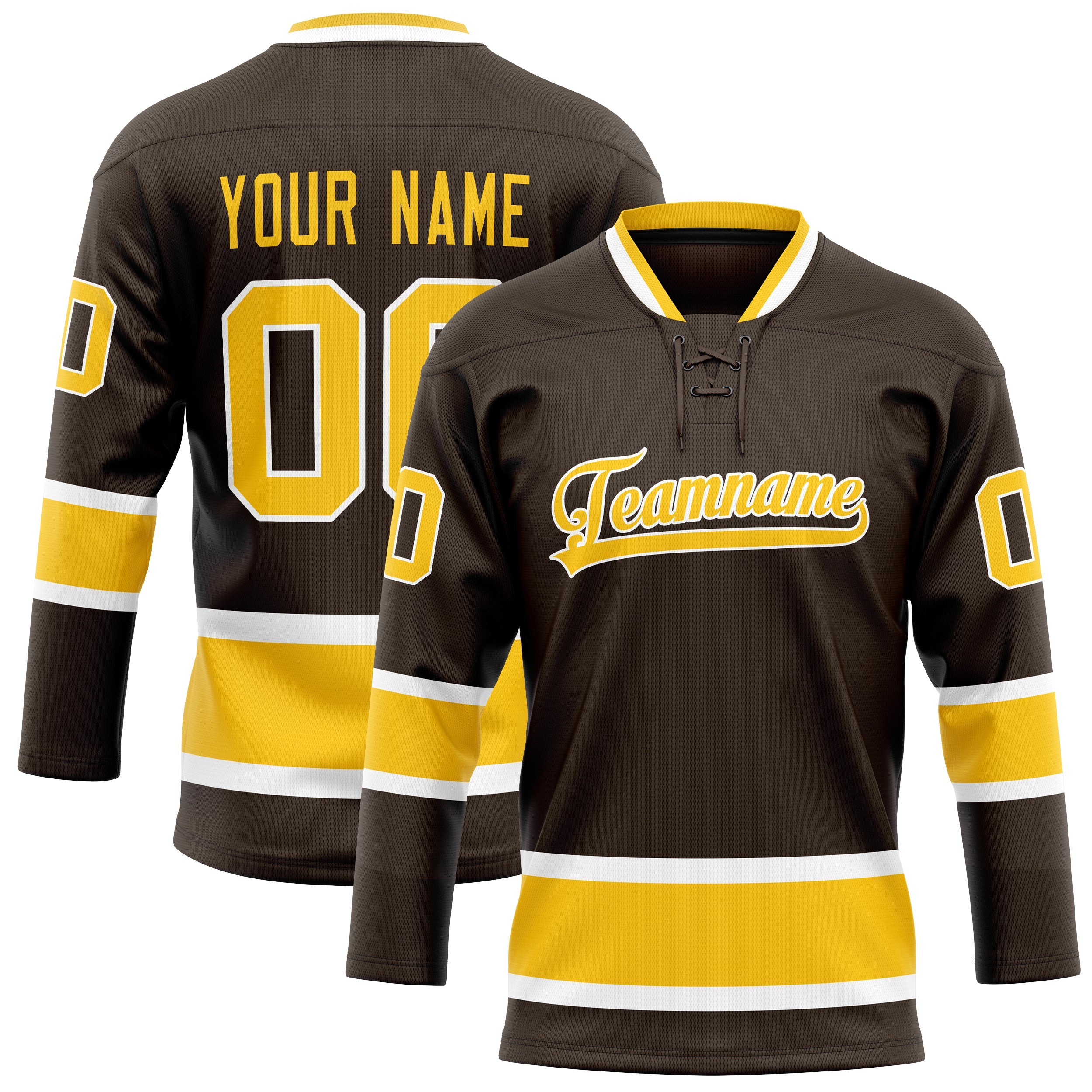 Custom Brown Gold Solid Colour Hockey Jersey