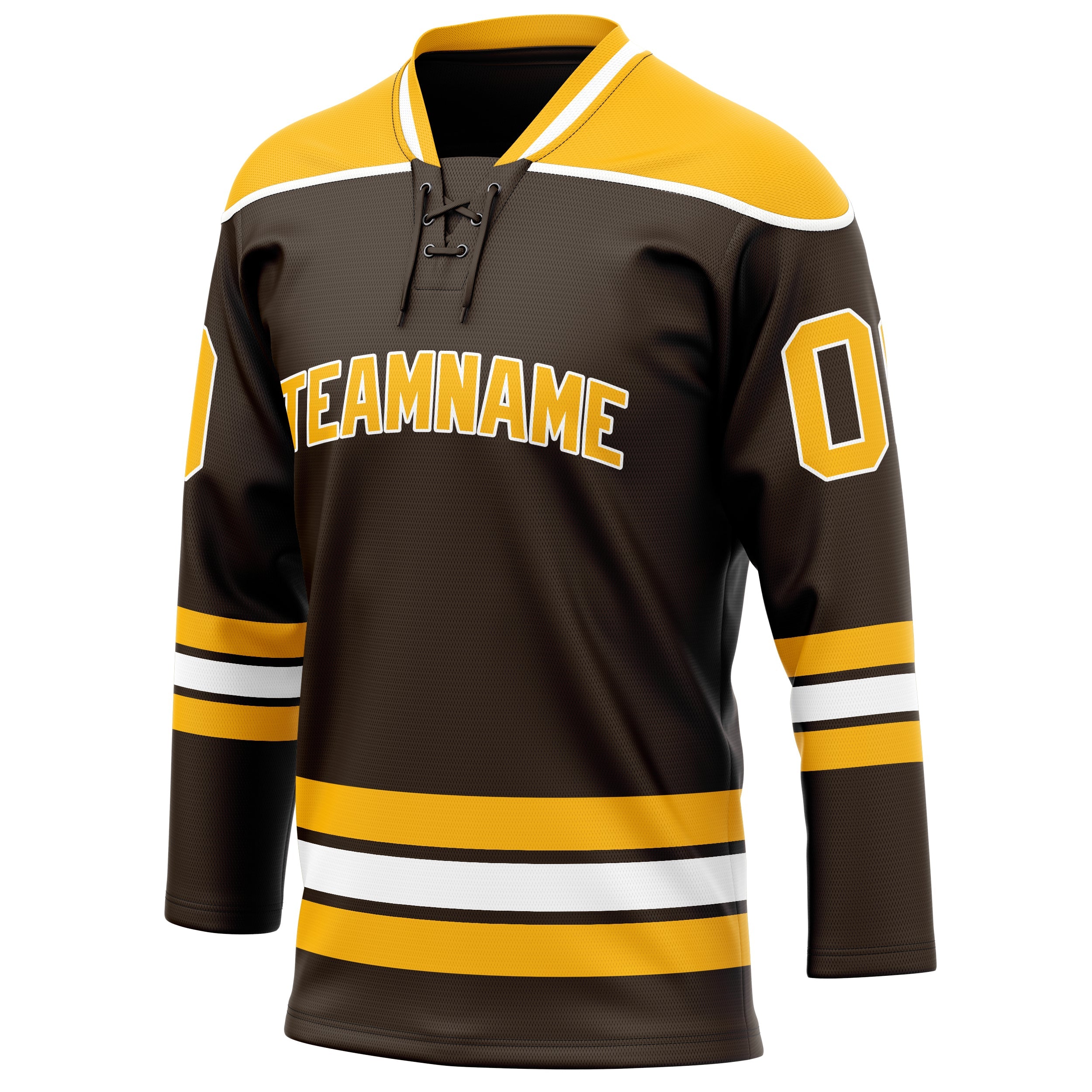 Custom Brown Gold Solid Colour Hockey Jersey