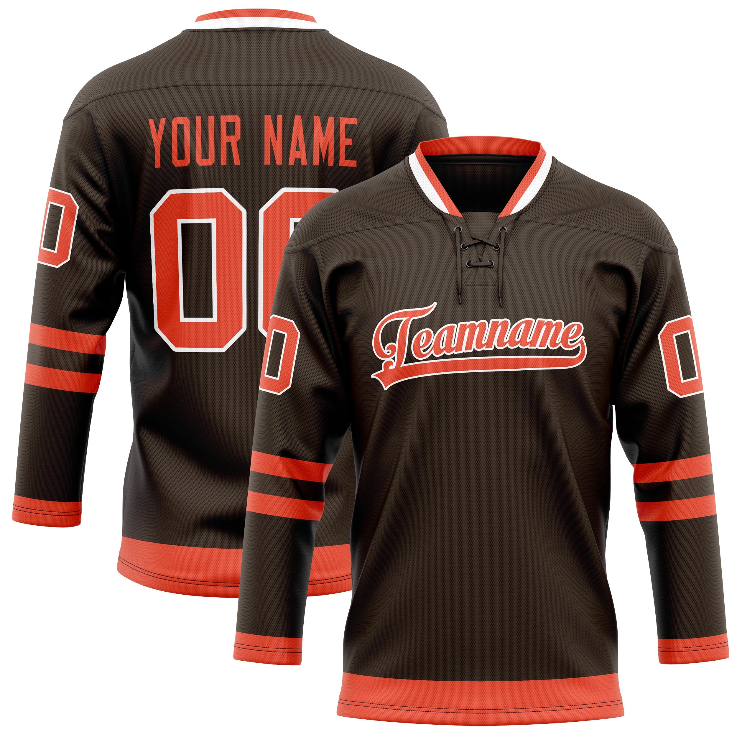 Custom Brown Orange Solid Colour Hockey Jersey