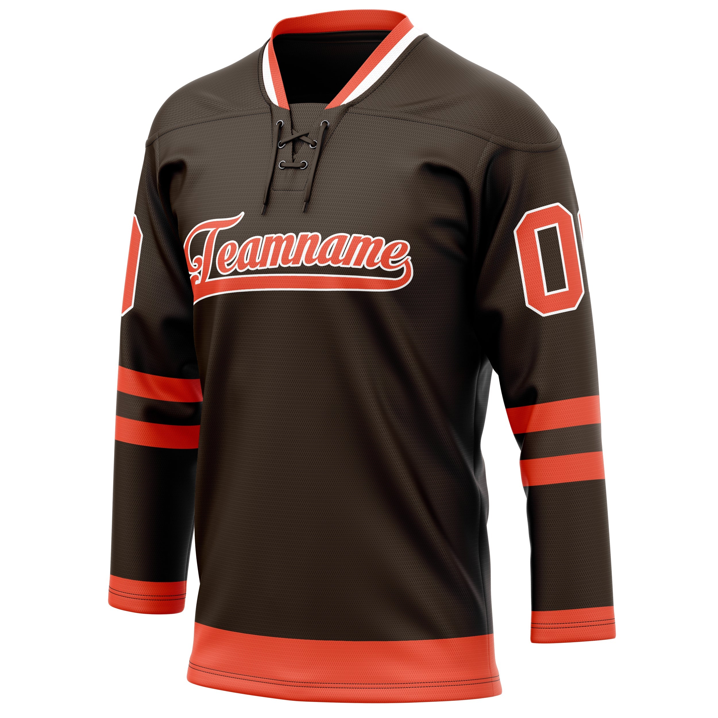 Custom Brown Orange Solid Colour Hockey Jersey