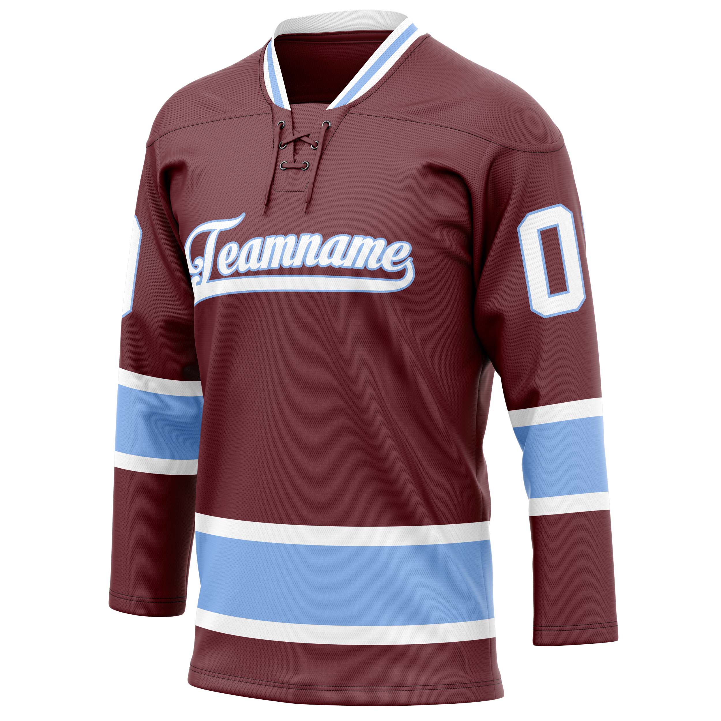 Custom Brown Light Blue Solid Colour Hockey Jersey