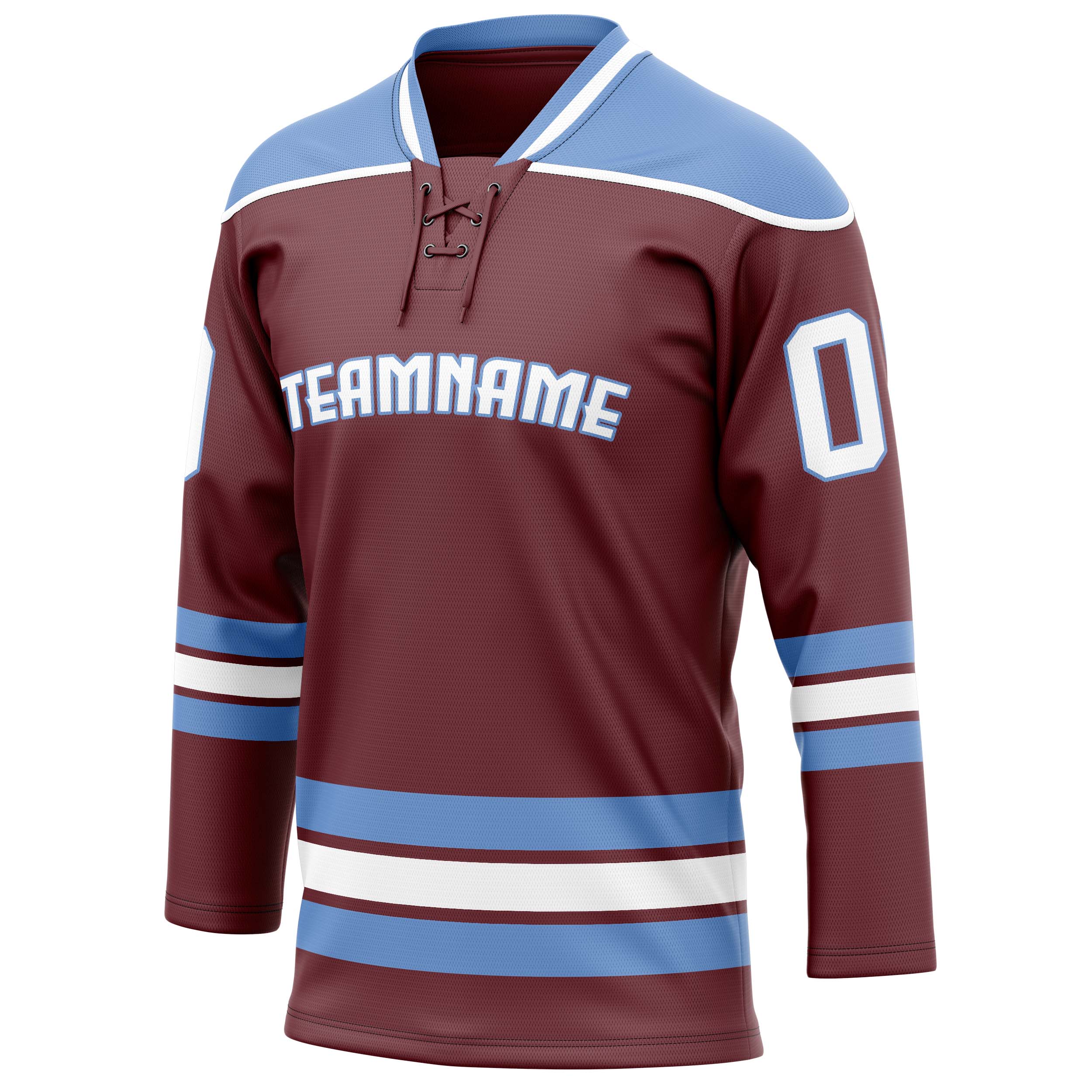 Custom Brown Light Blue Solid Colour Hockey Jersey
