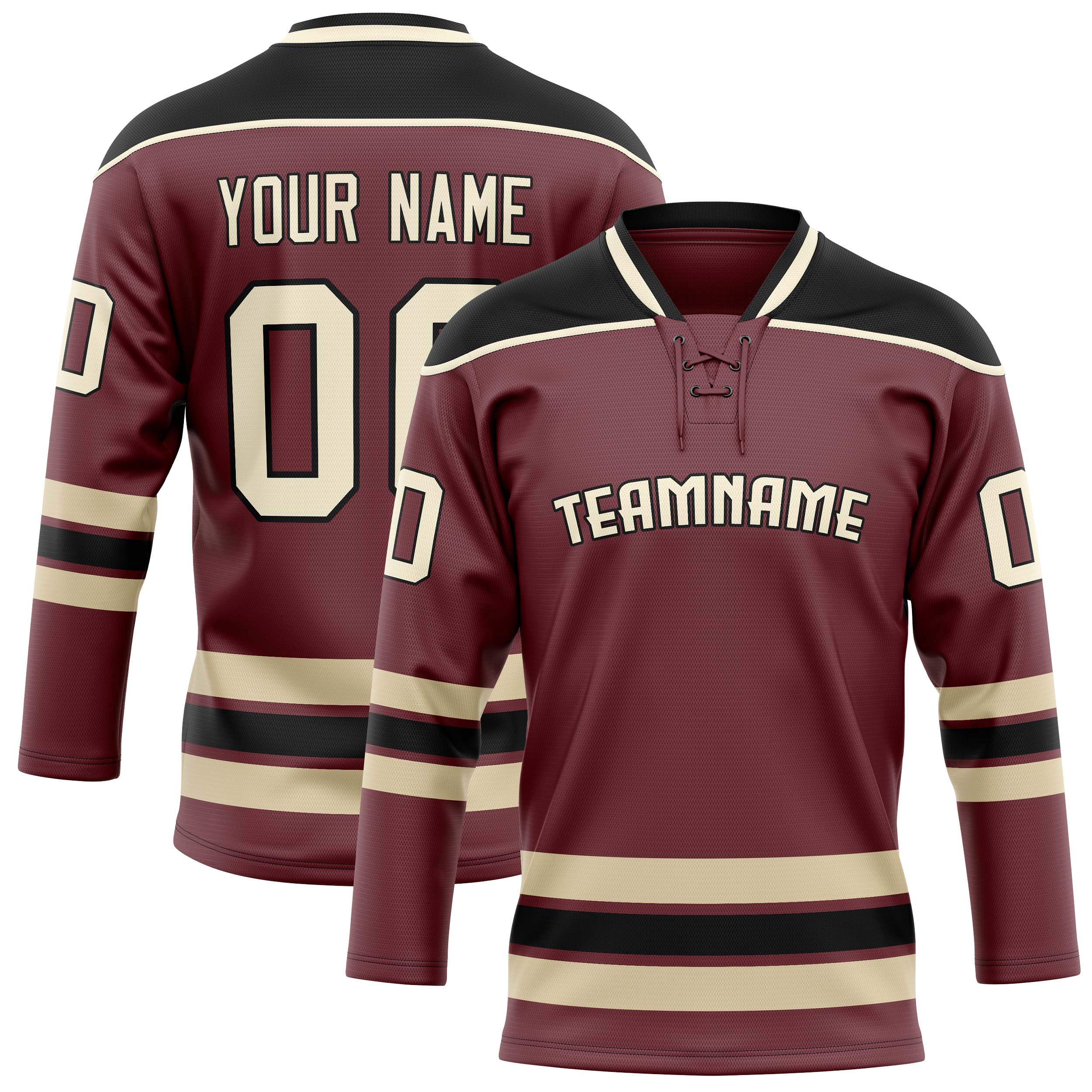Custom Brown Black Solid Colour Hockey Jersey
