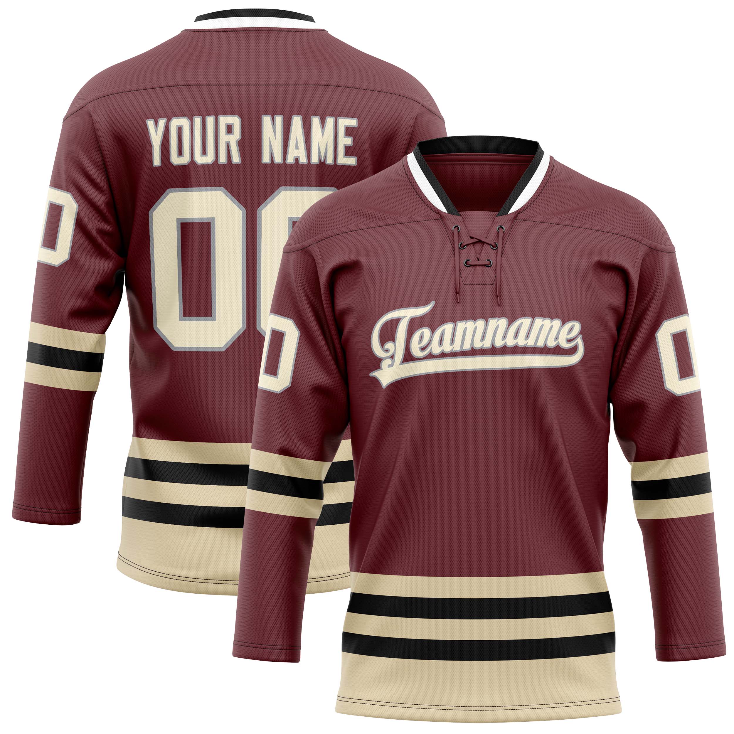 Custom Brown Cream Solid Colour Hockey Jersey