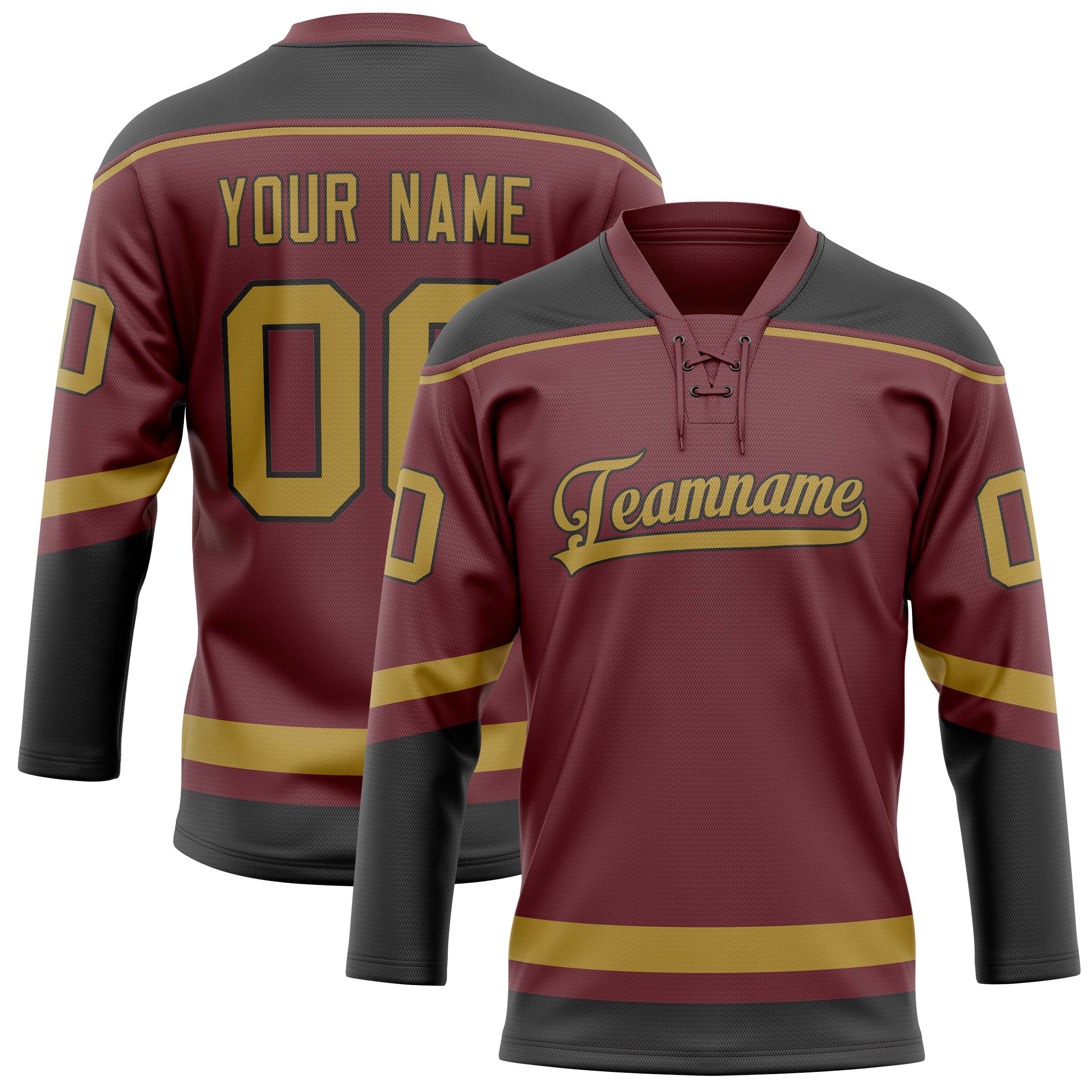 Custom Brown Old Gold Solid Colour Hockey Jersey