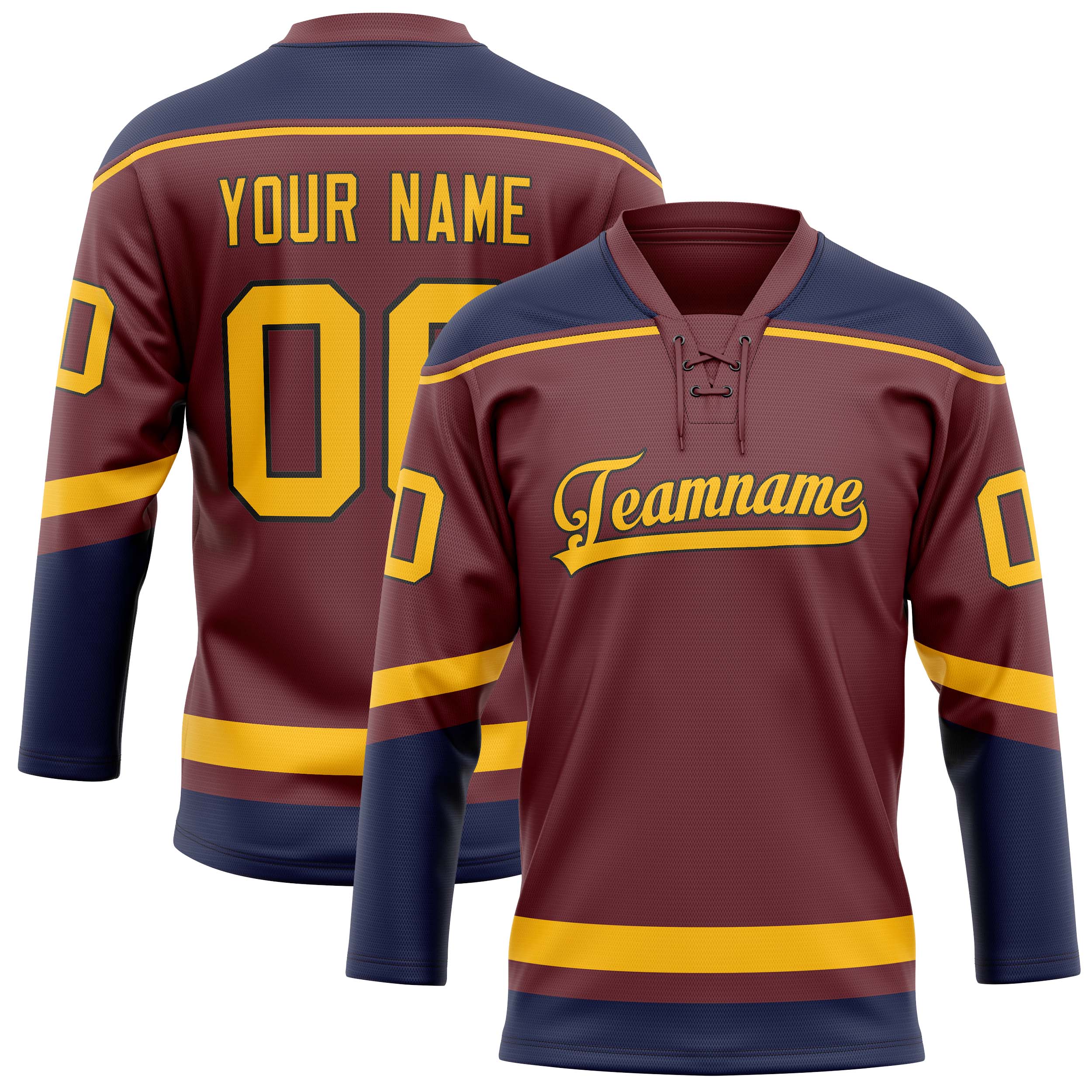 Custom Brown Navy Solid Colour Hockey Jersey