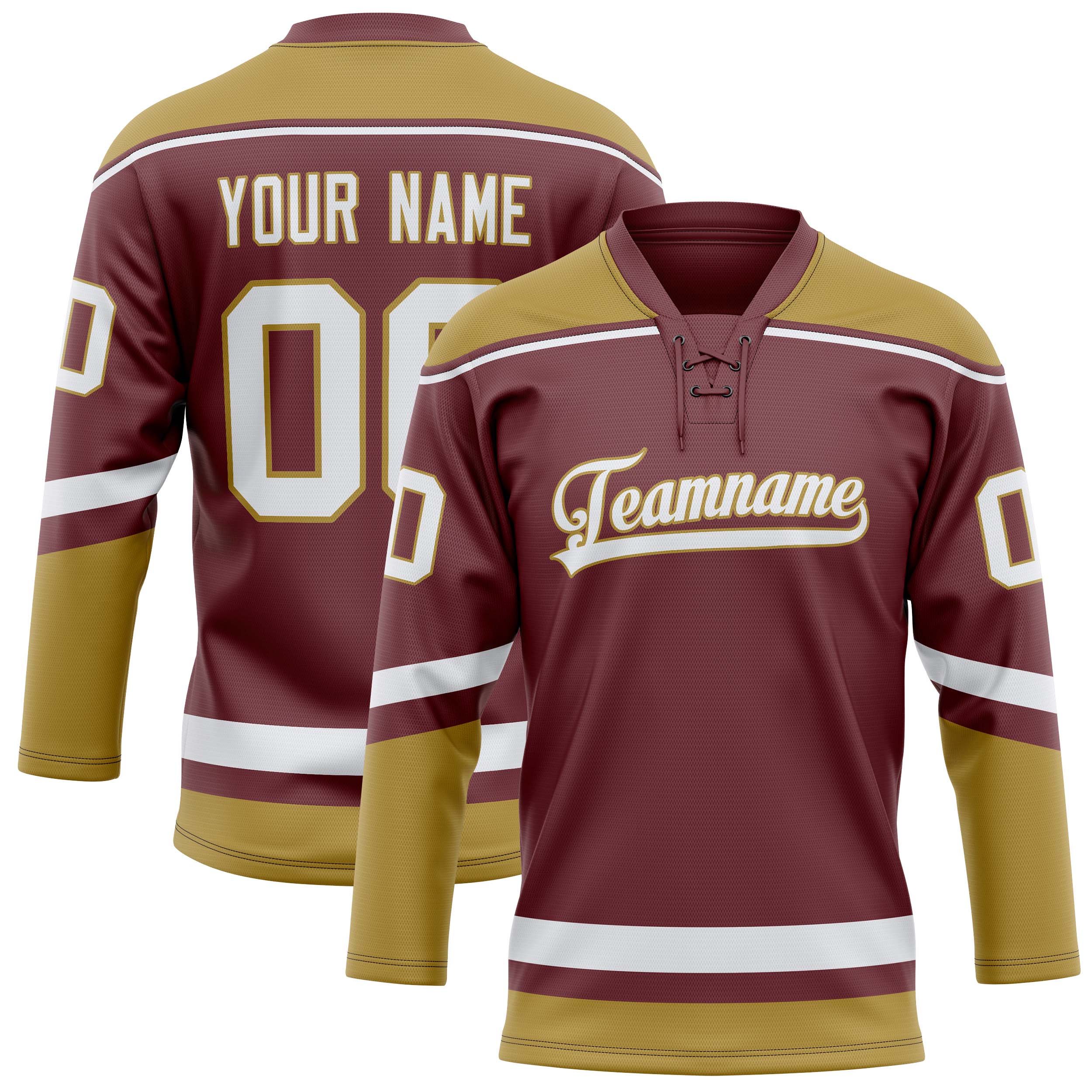 Custom Brown Old Gold Solid Colour Hockey Jersey