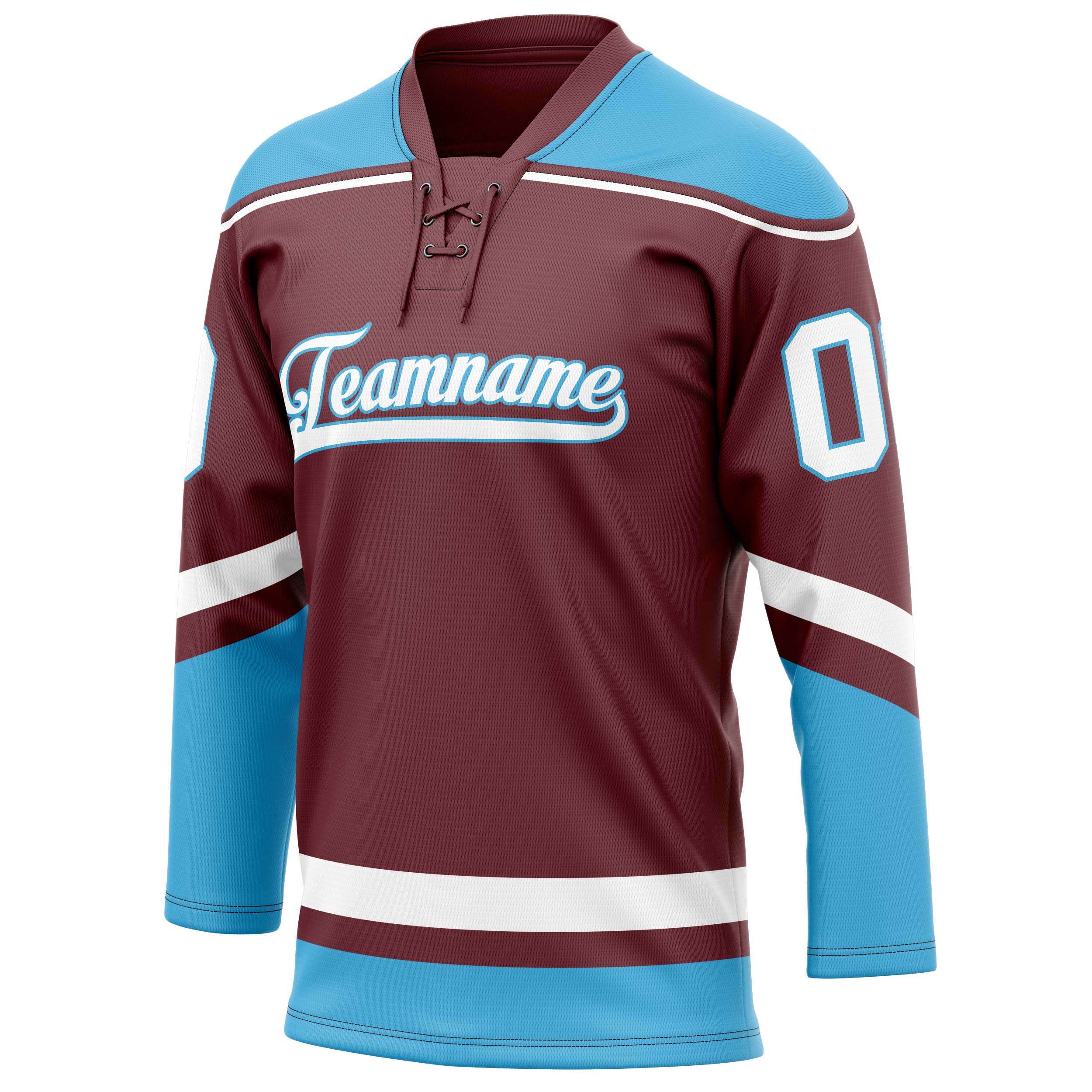 Custom Brown Blue Solid Colour Hockey Jersey