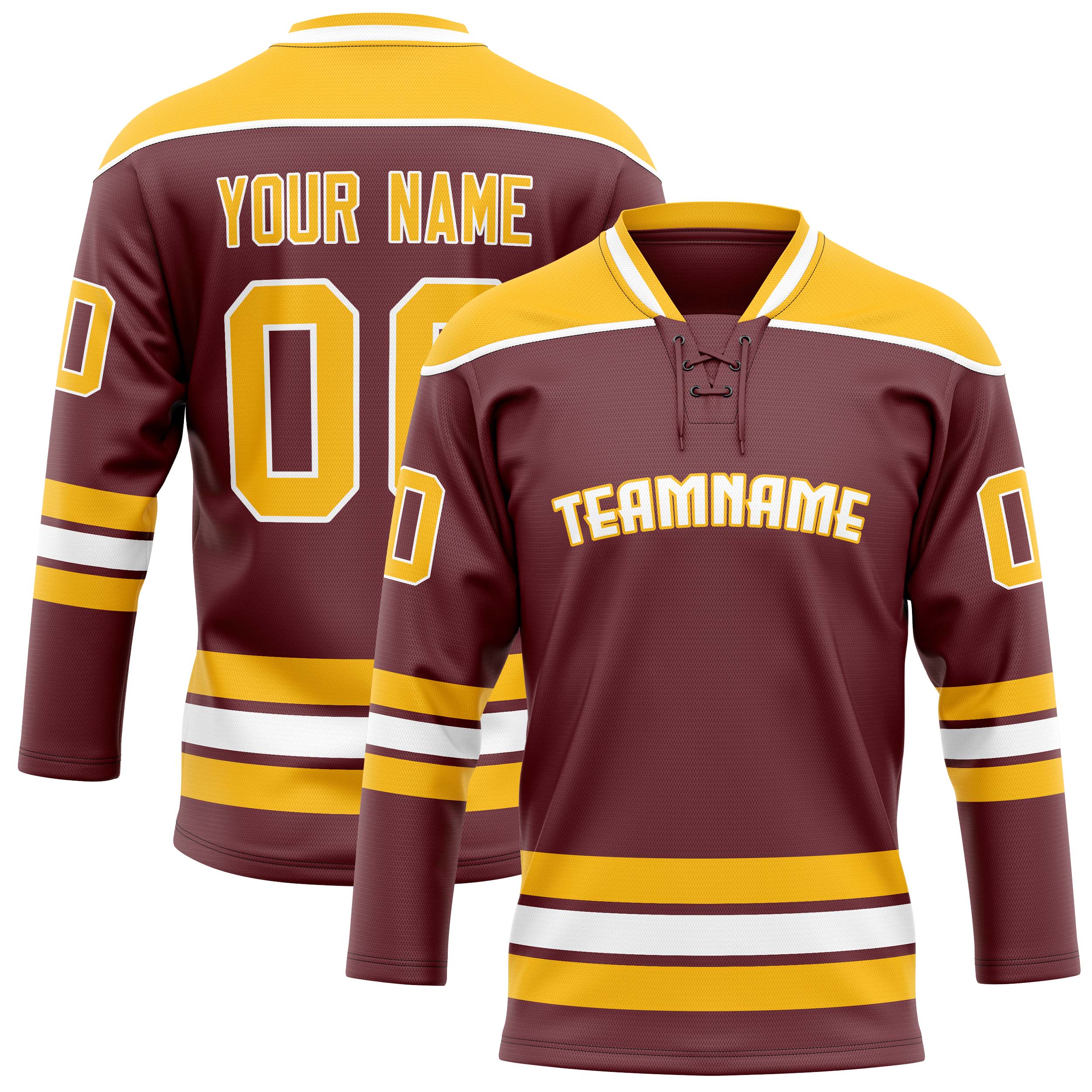 Custom Brown Gold Solid Colour Hockey Jersey