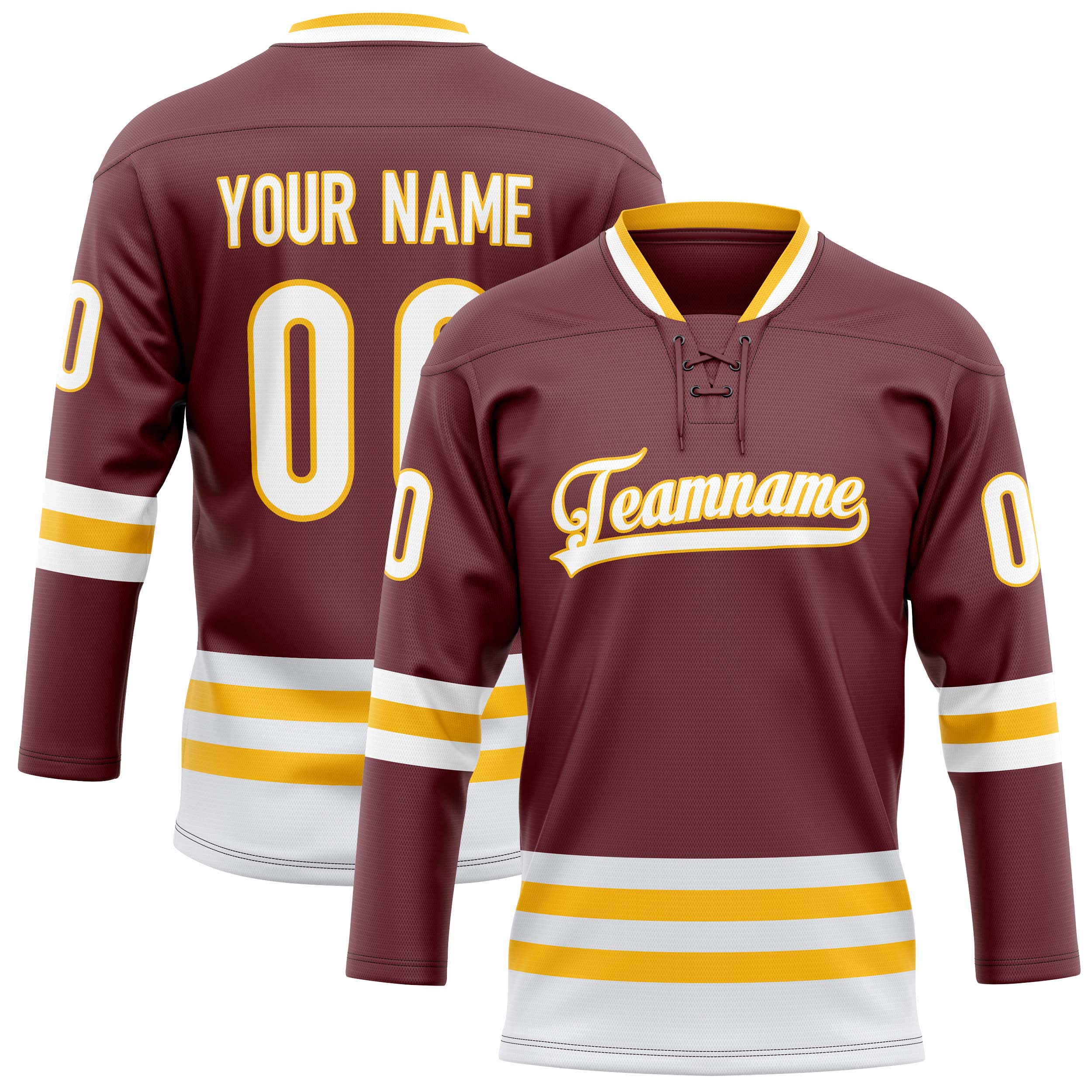 Custom Brown Gold Solid Colour Hockey Jersey