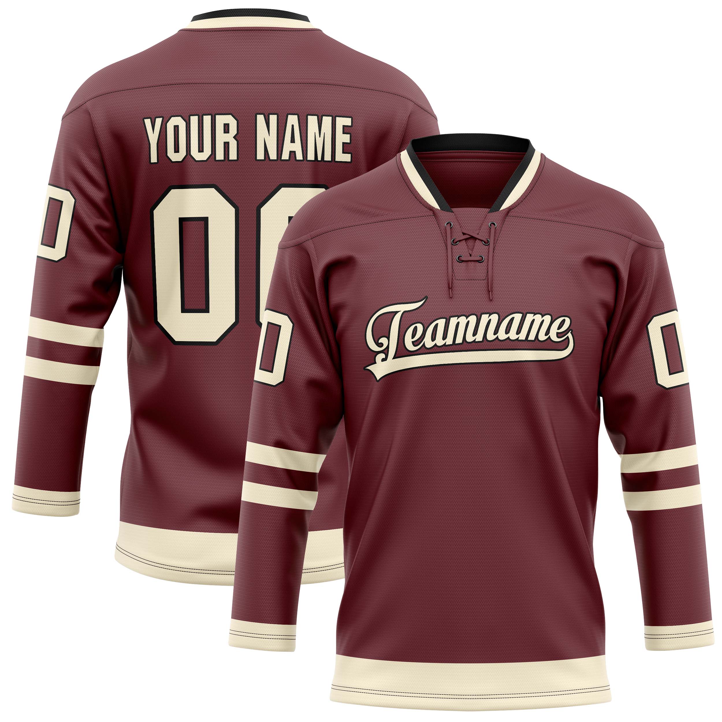 Custom Brown Cream Solid Colour Hockey Jersey