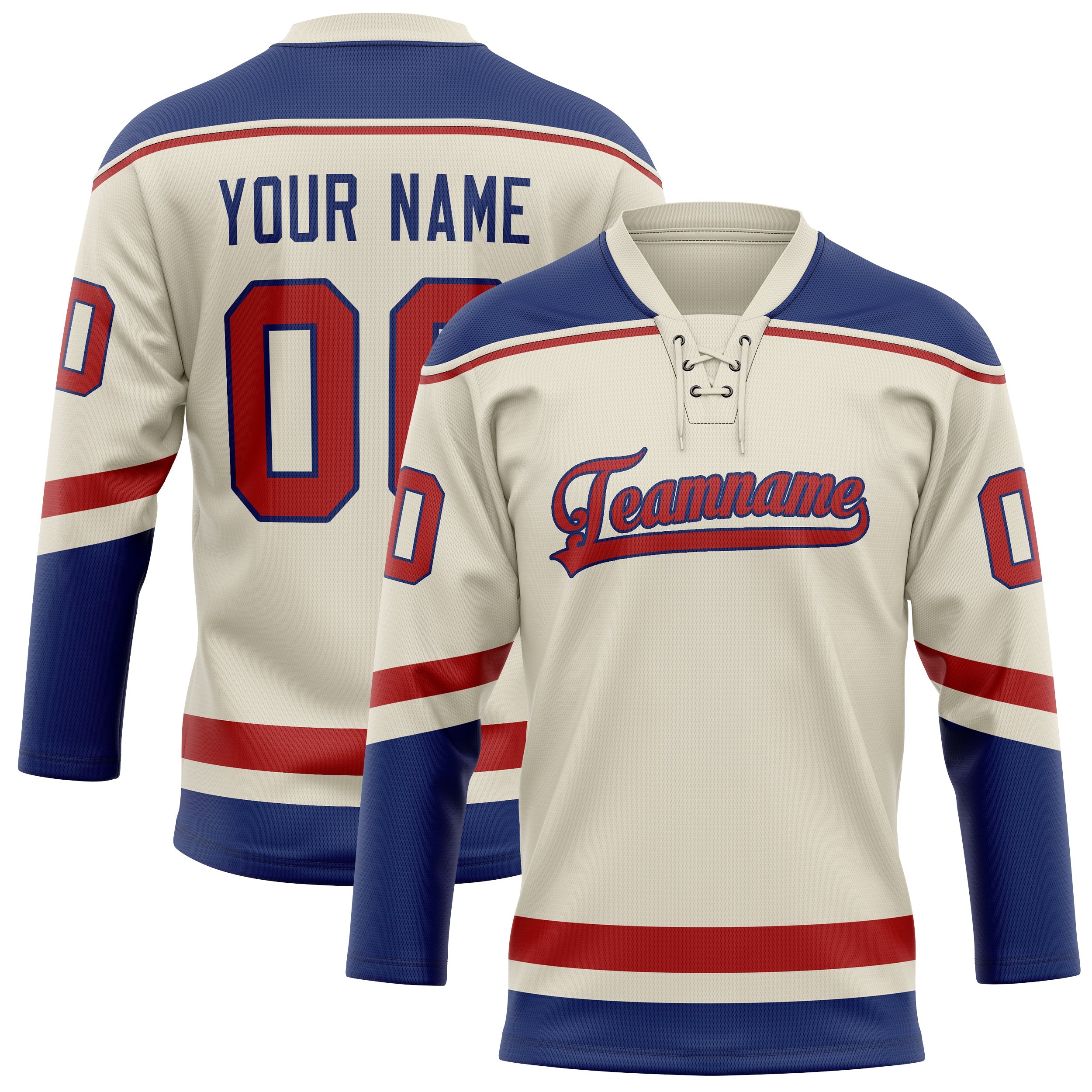 Custom Cream Royal Solid Colour Hockey Jersey