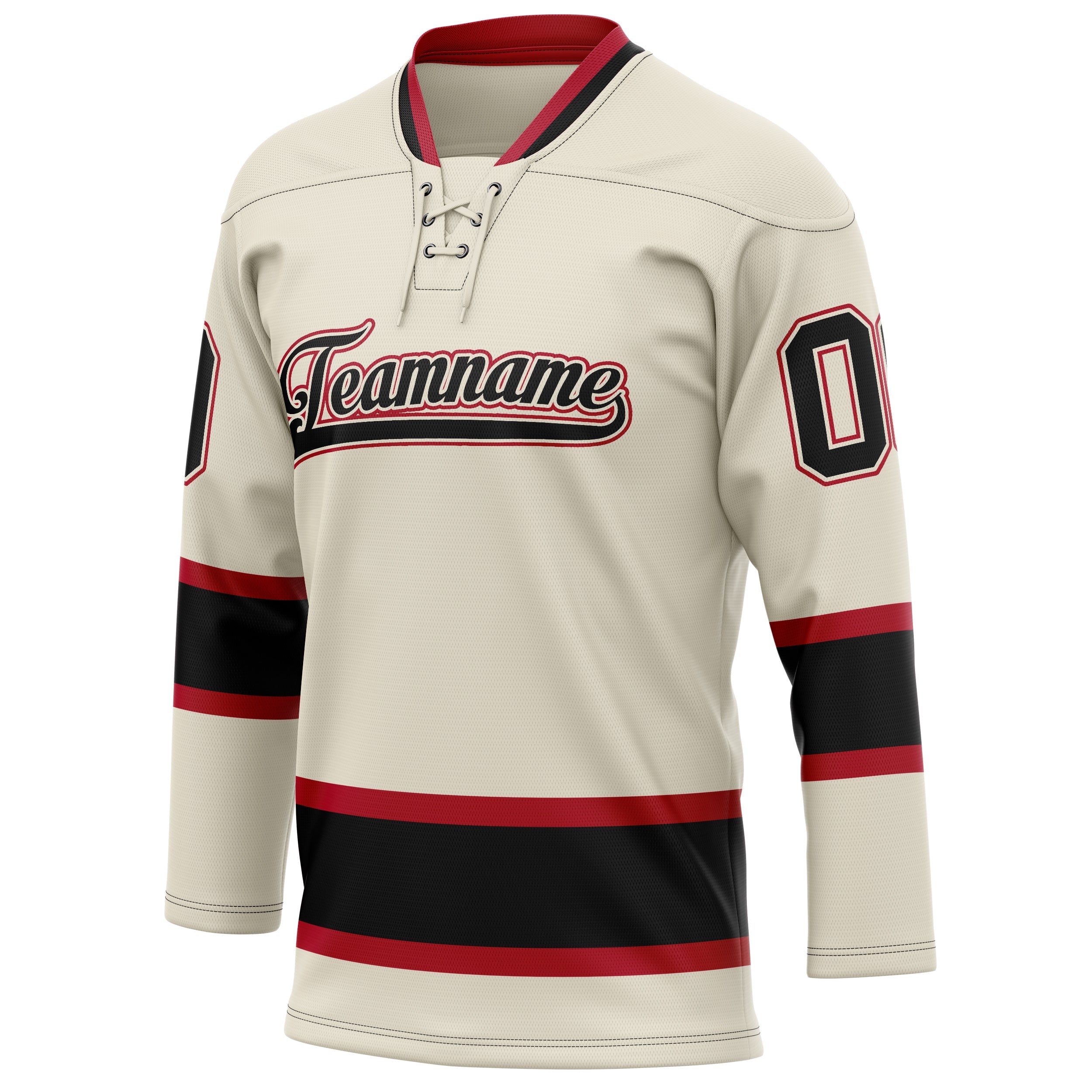 Custom Cream Black Solid Colour Hockey Jersey