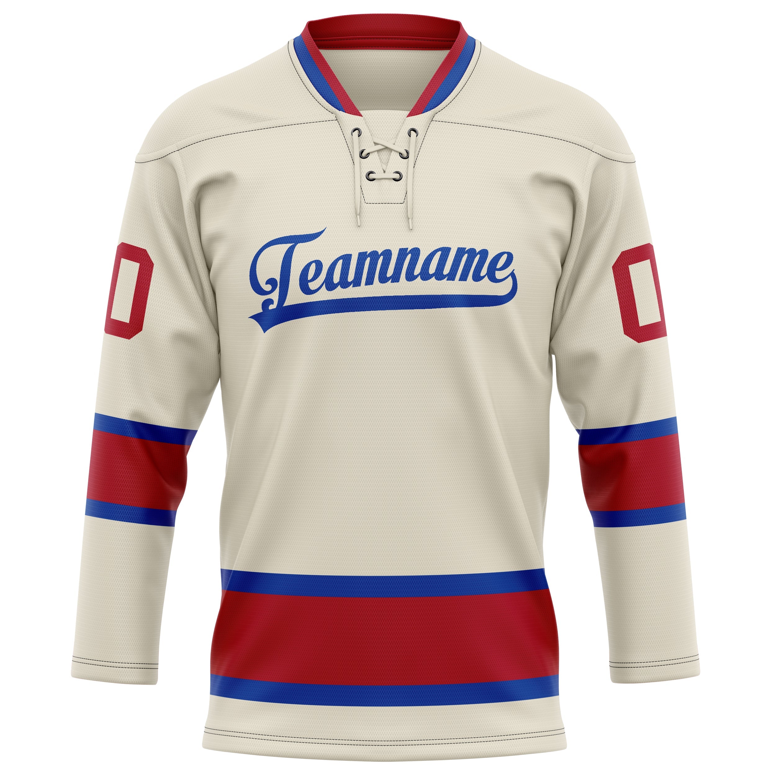 Custom Cream Red Solid Colour Hockey Jersey