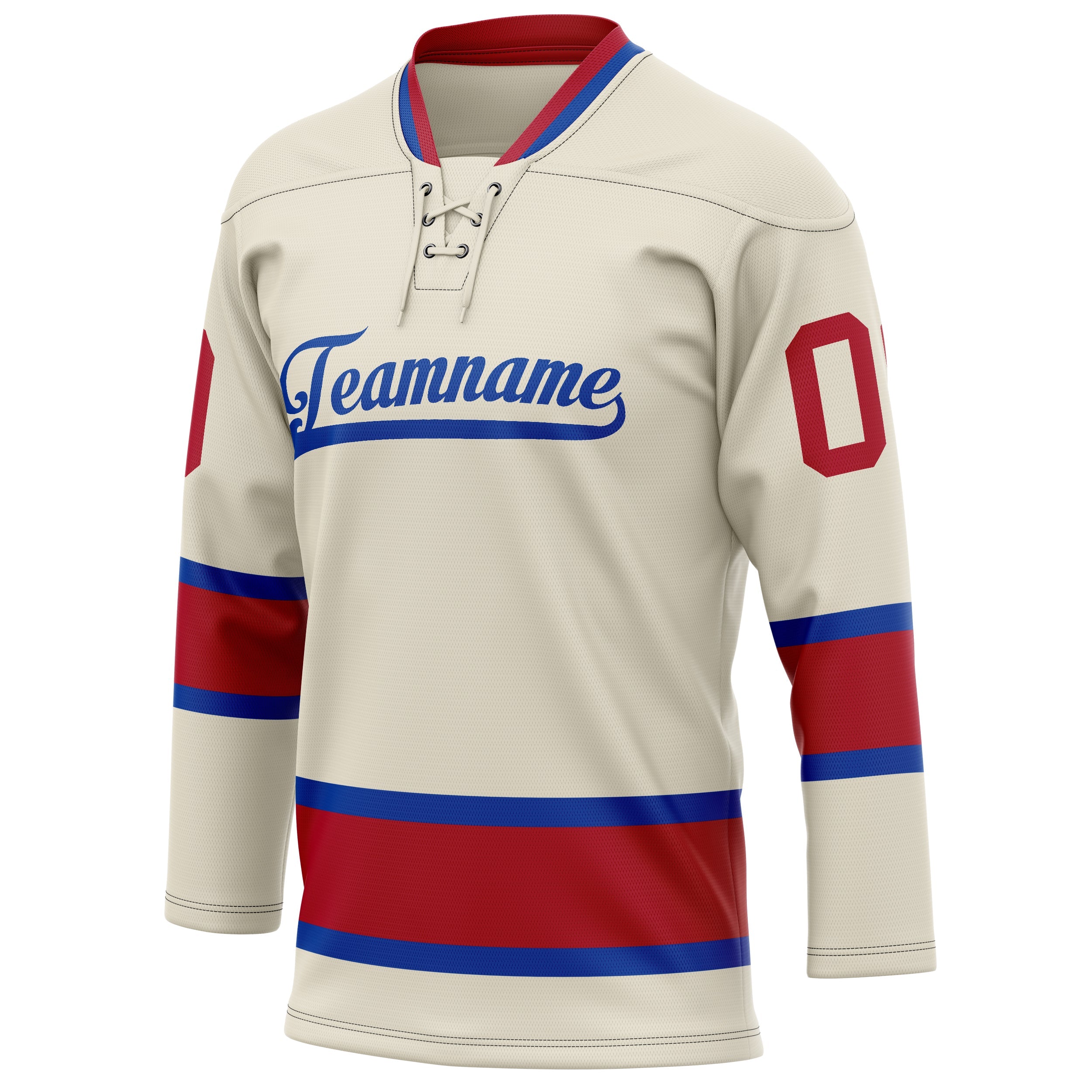 Custom Cream Red Solid Colour Hockey Jersey