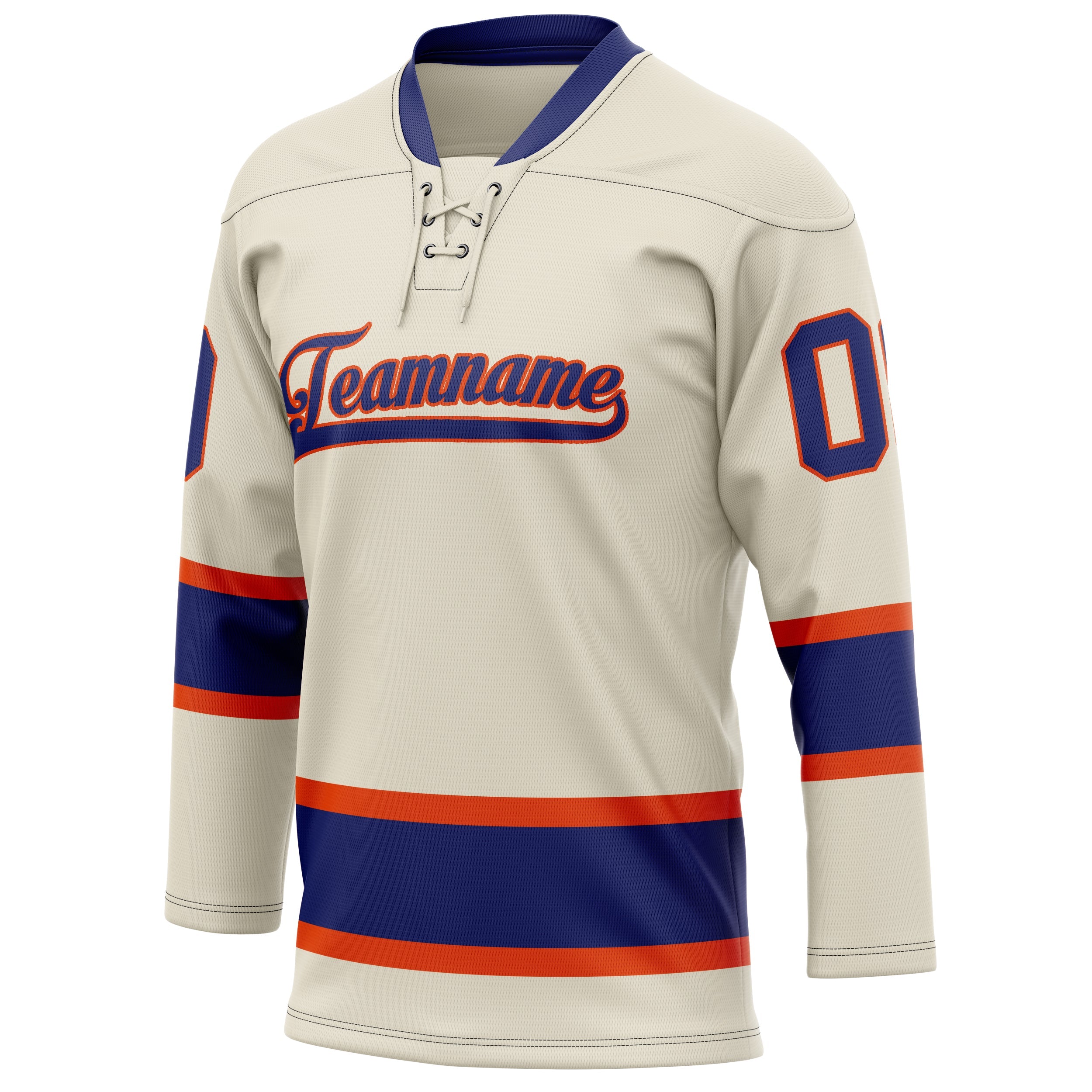Custom Cream Navy Solid Colour Hockey Jersey