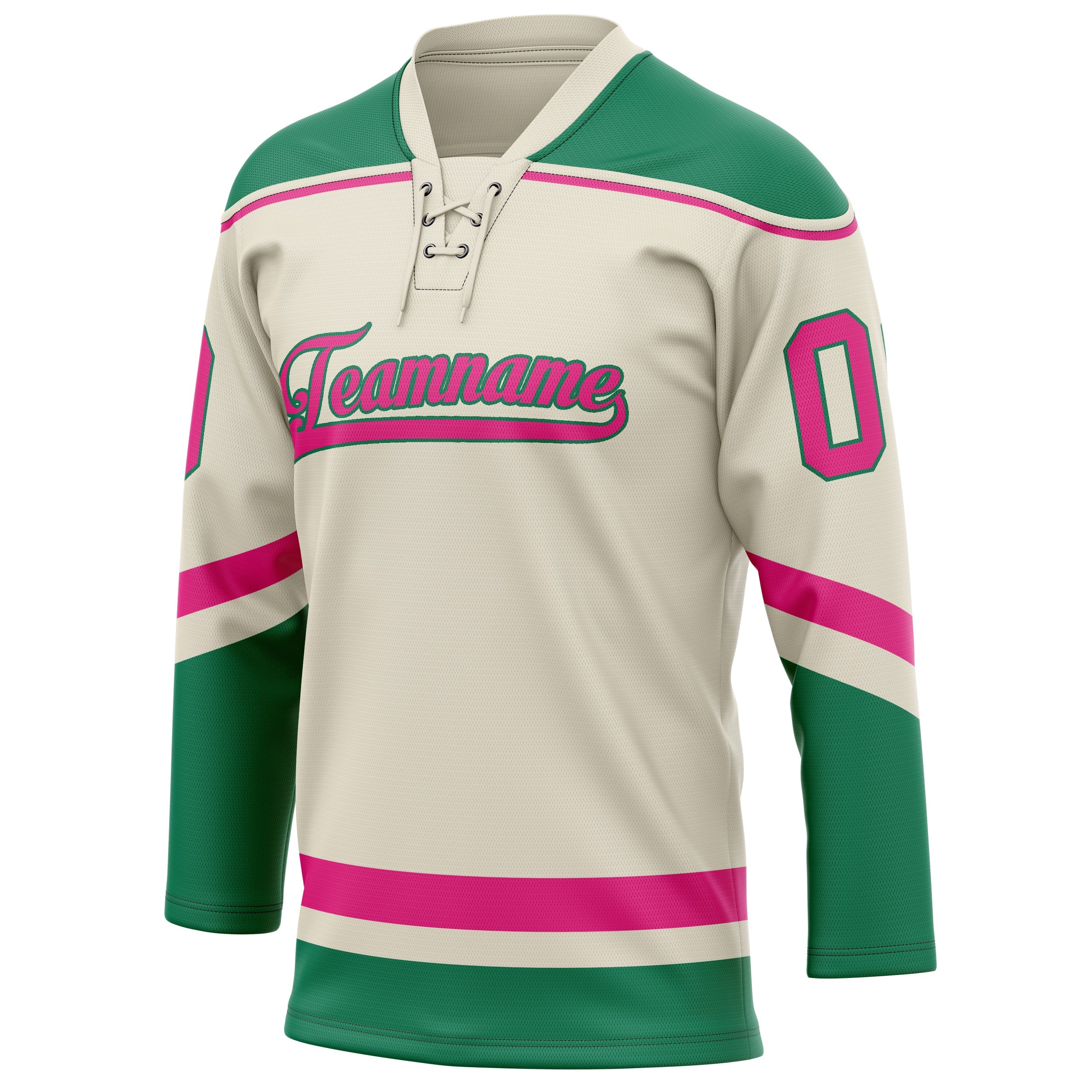 Custom Cream Pink Solid Colour Hockey Jersey