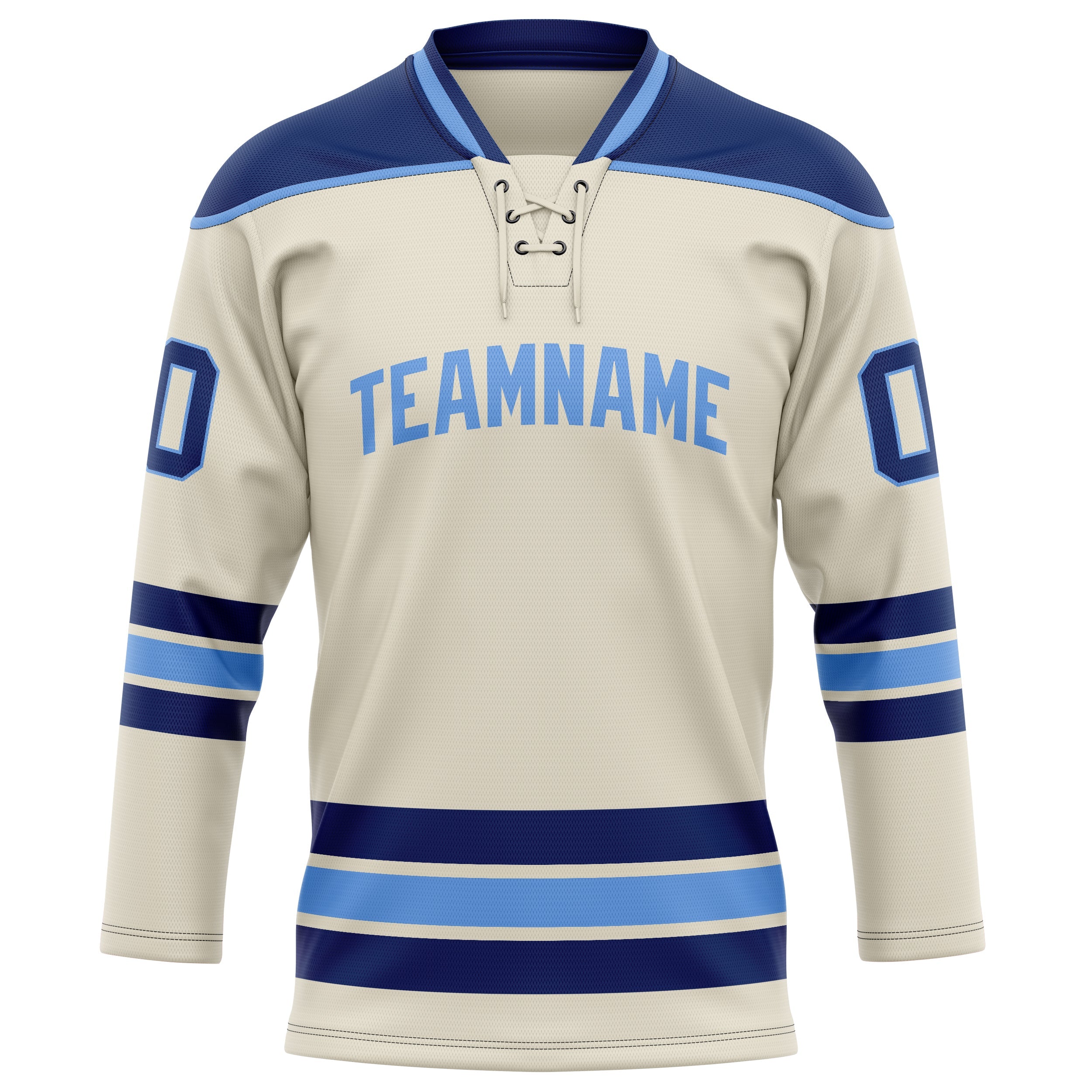Custom Cream Navy Solid Colour Hockey Jersey