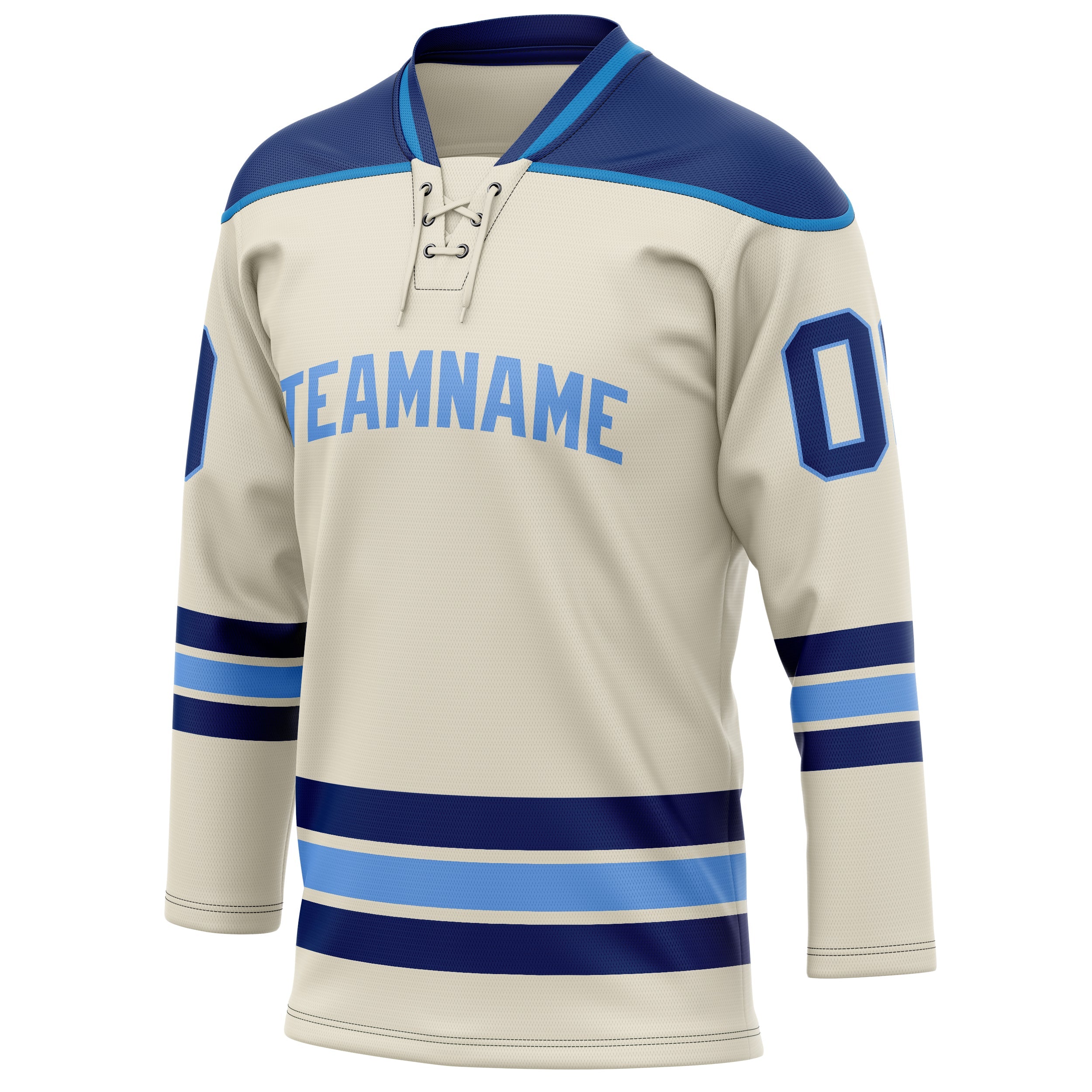 Custom Cream Navy Solid Colour Hockey Jersey