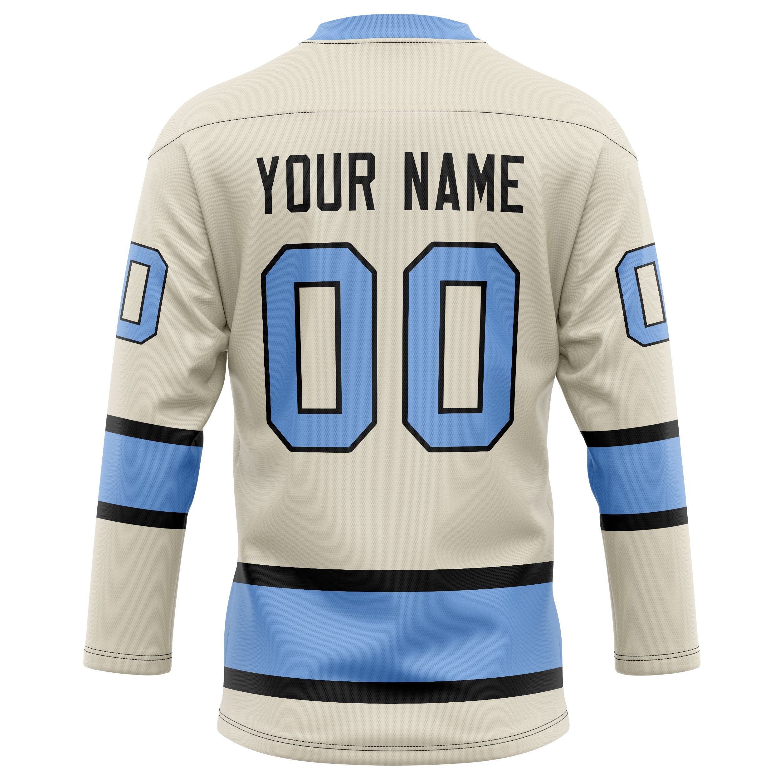 Custom Cream Light Blue Solid Colour Hockey Jersey