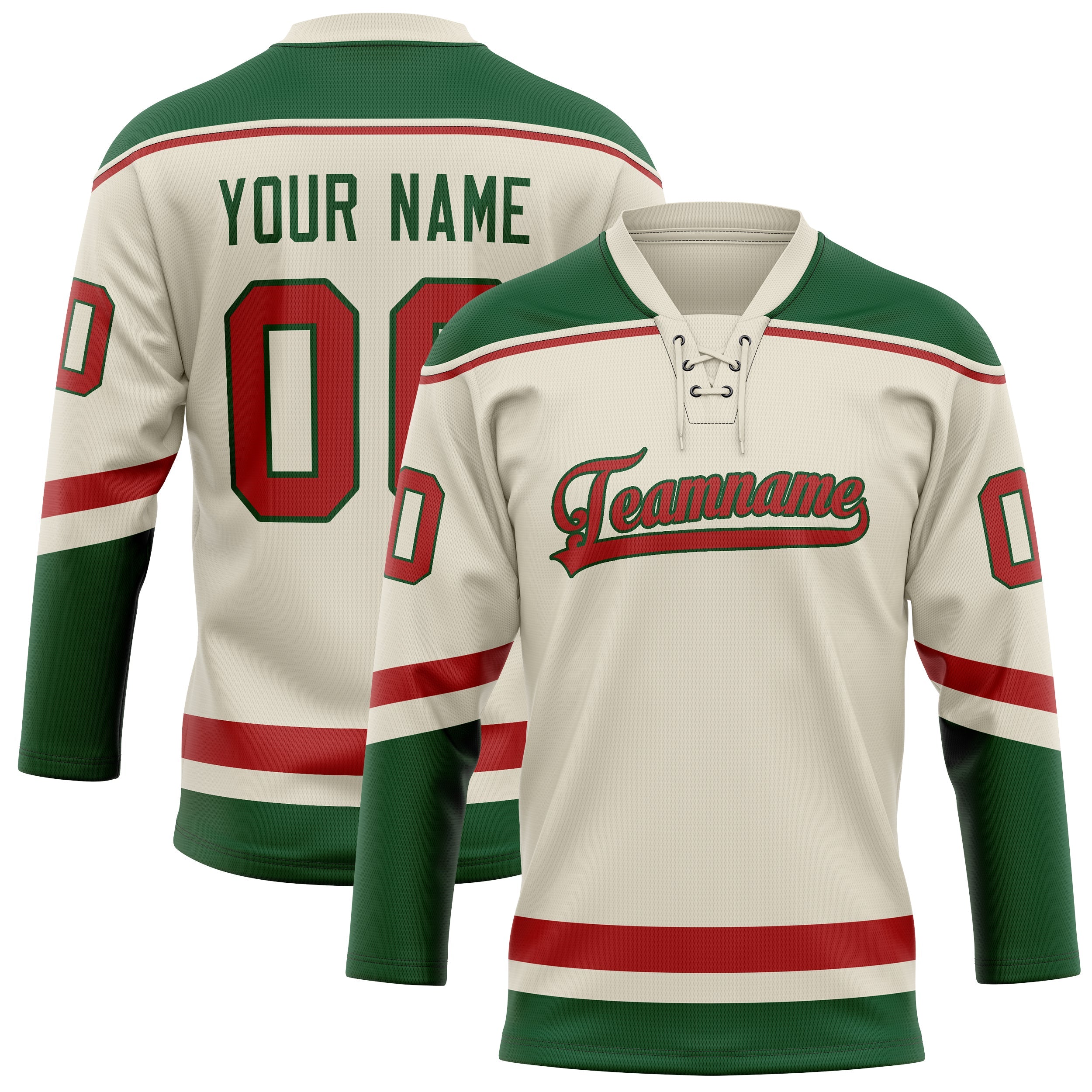 Custom Cream Red Solid Colour Hockey Jersey