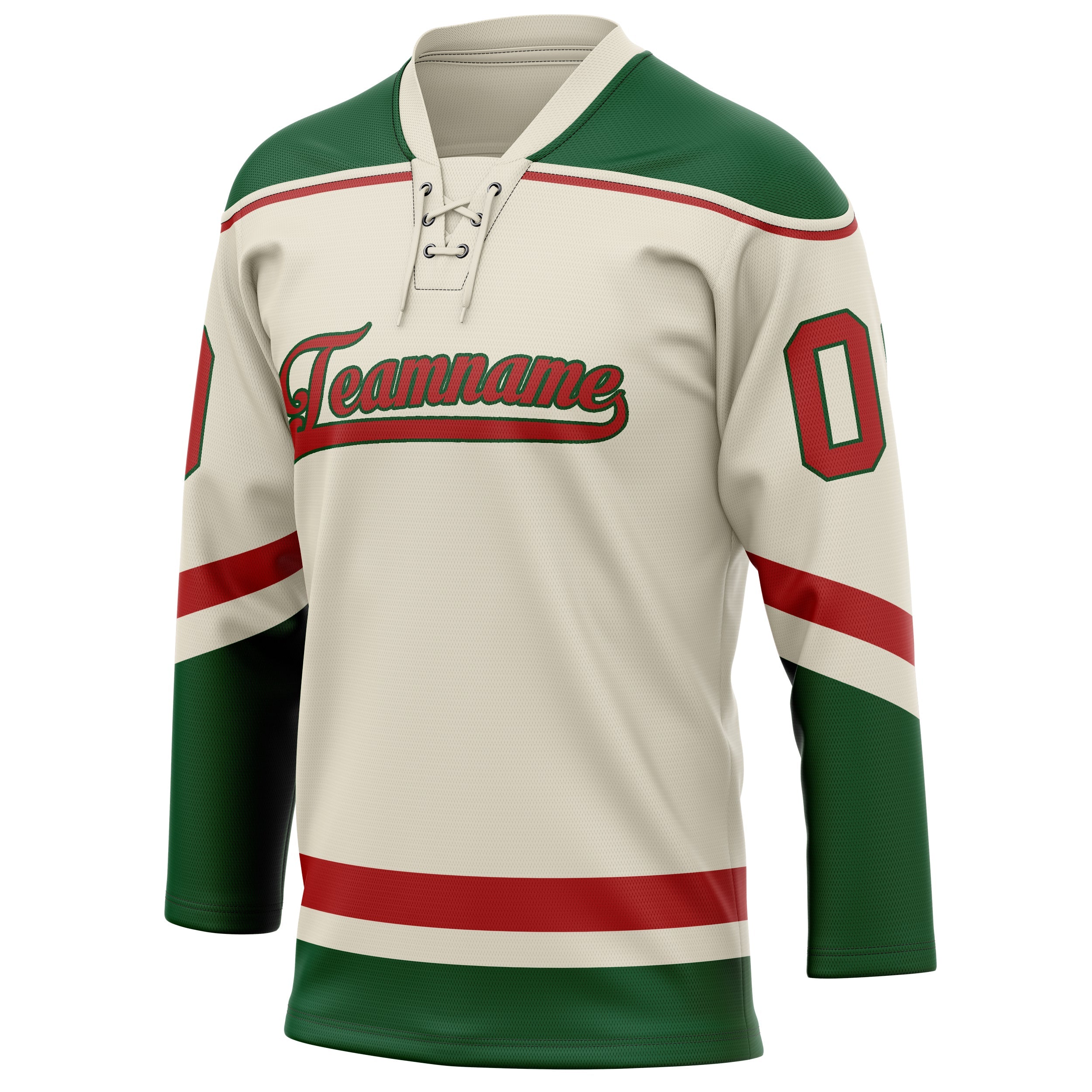 Custom Cream Red Solid Colour Hockey Jersey