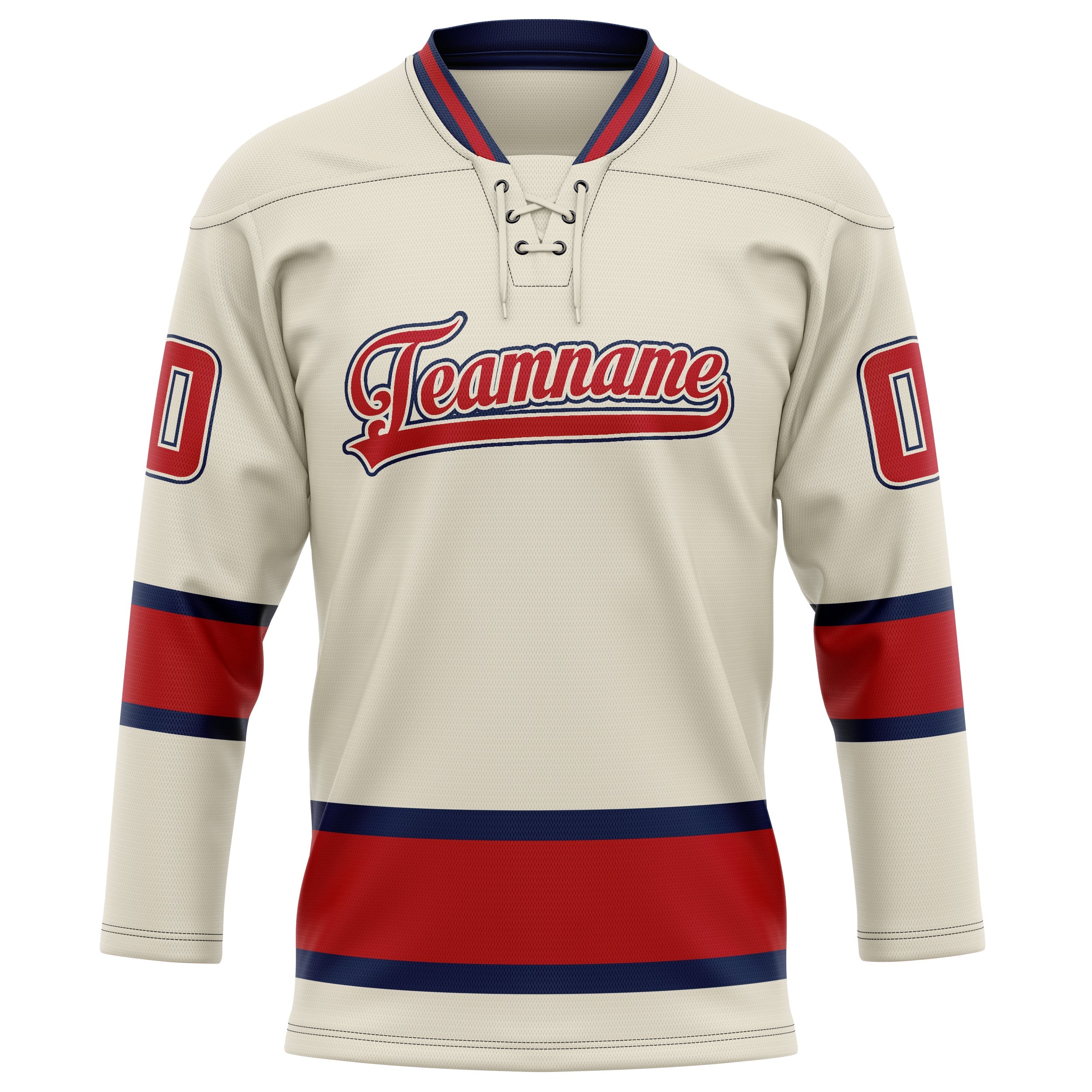 Custom Cream Red Solid Colour Hockey Jersey