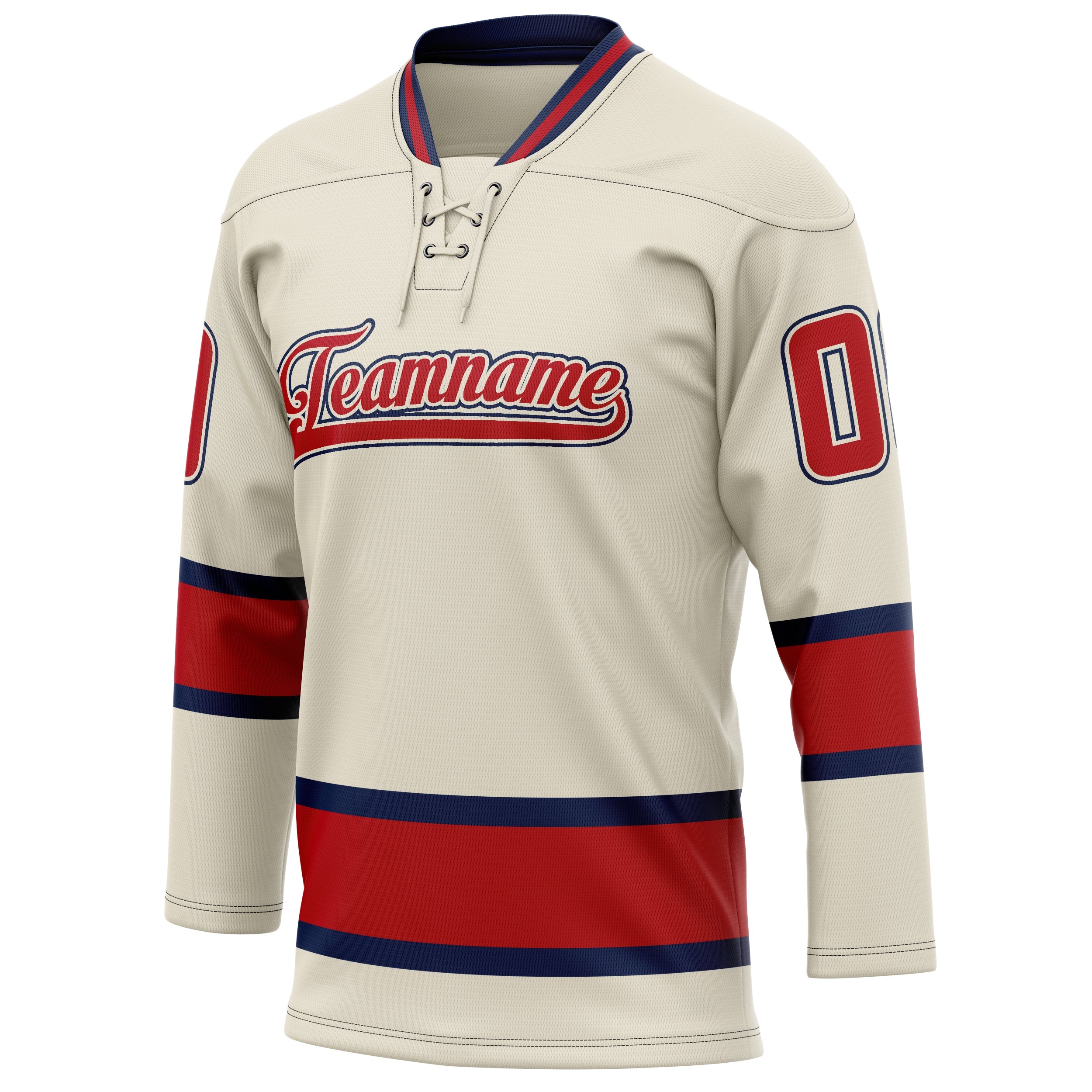 Custom Cream Red Solid Colour Hockey Jersey