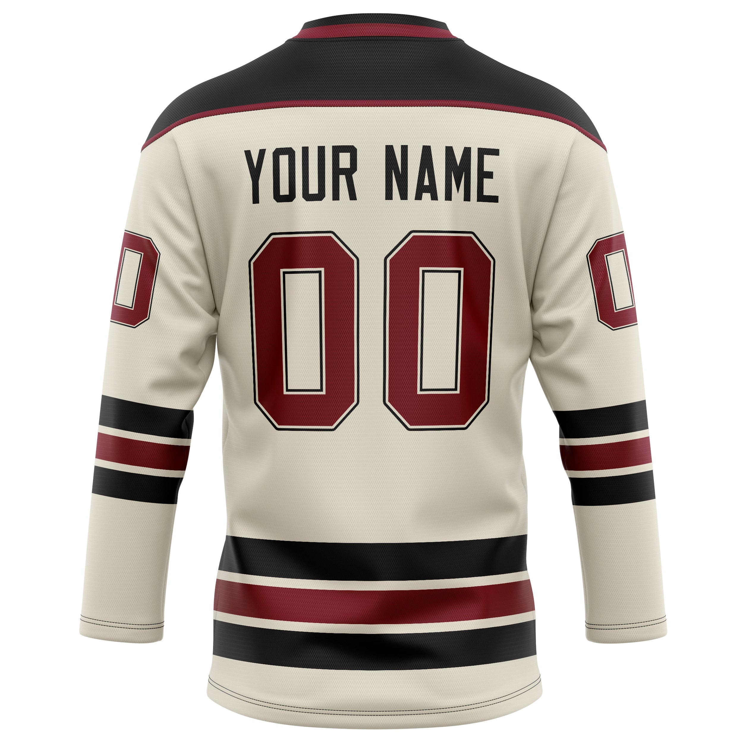 Custom Cream Black Solid Colour Hockey Jersey