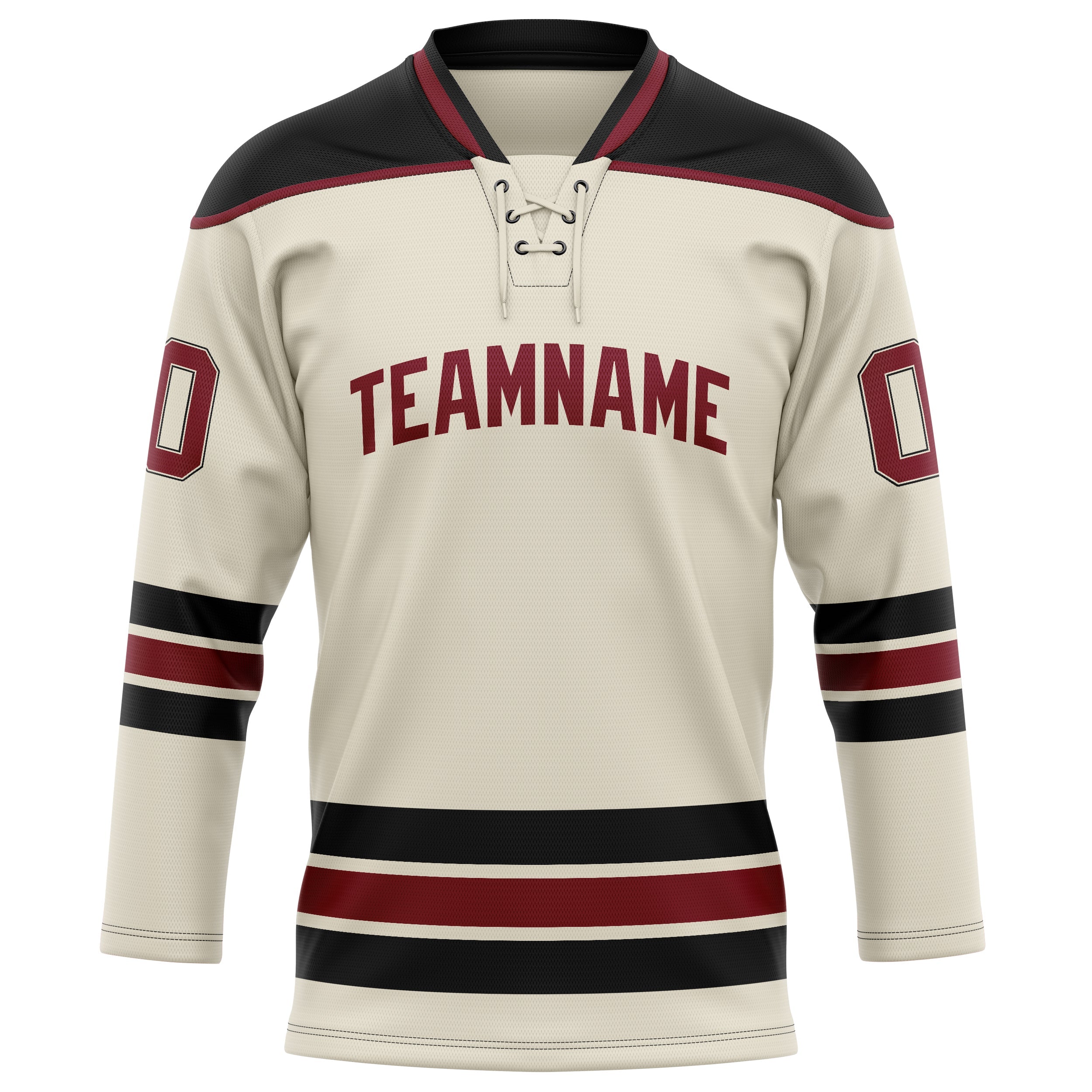 Custom Cream Black Solid Colour Hockey Jersey