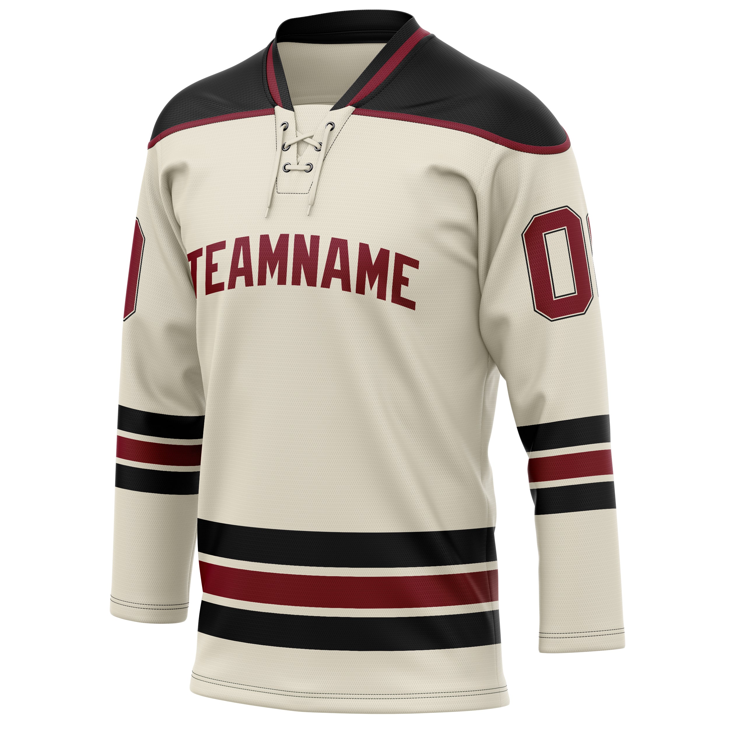 Custom Cream Black Solid Colour Hockey Jersey