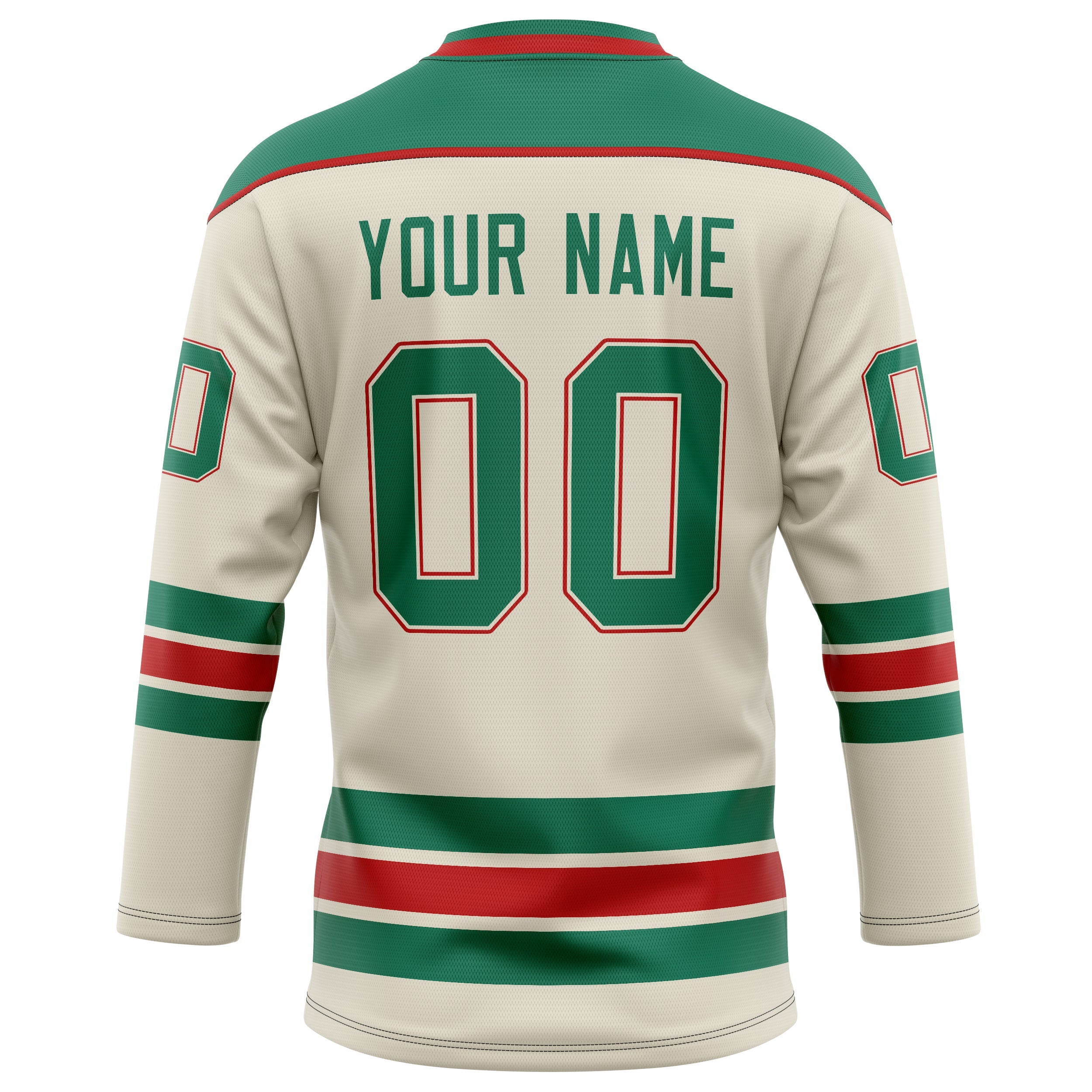 Custom Cream Kelly Green Solid Colour Hockey Jersey