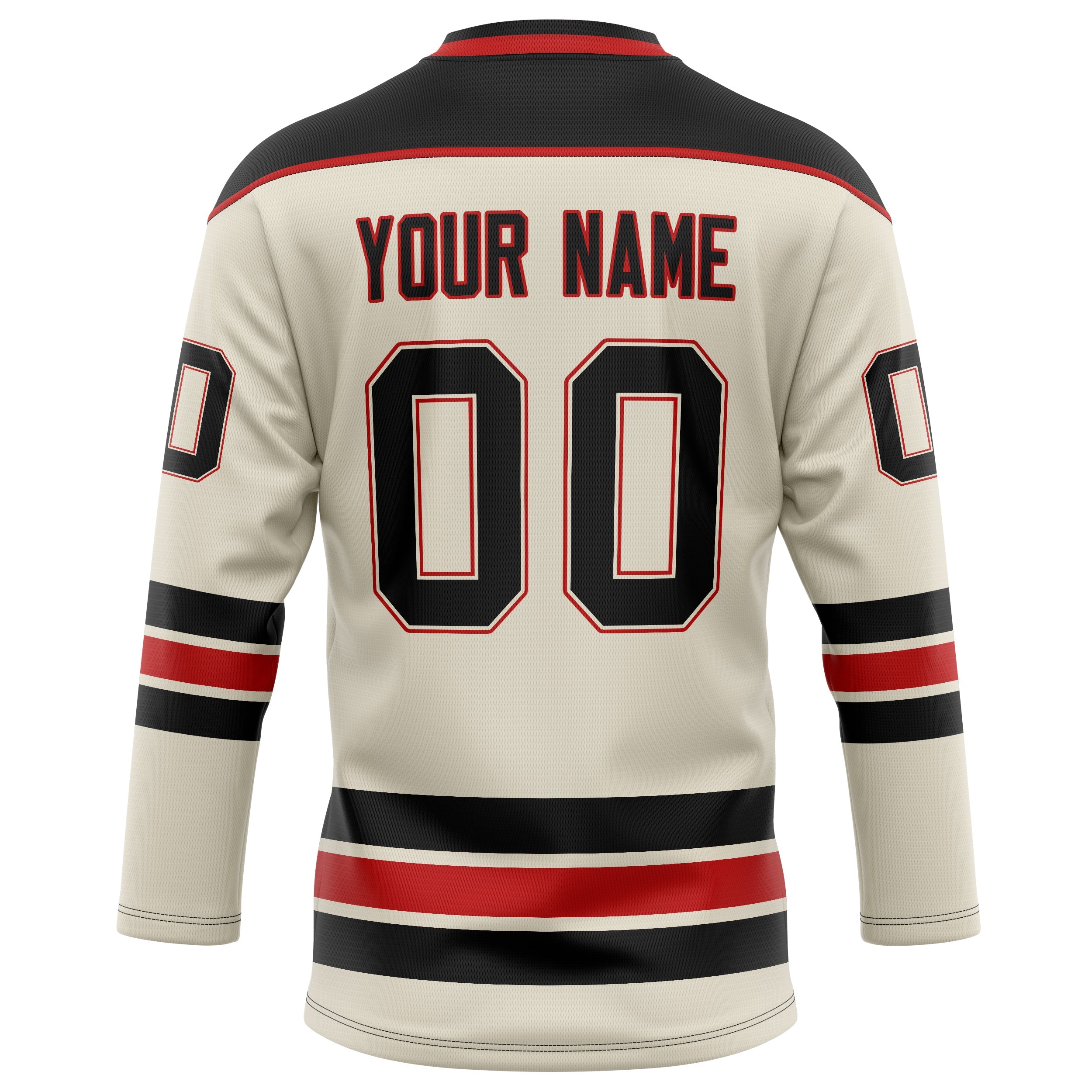Custom Cream Black Solid Colour Hockey Jersey