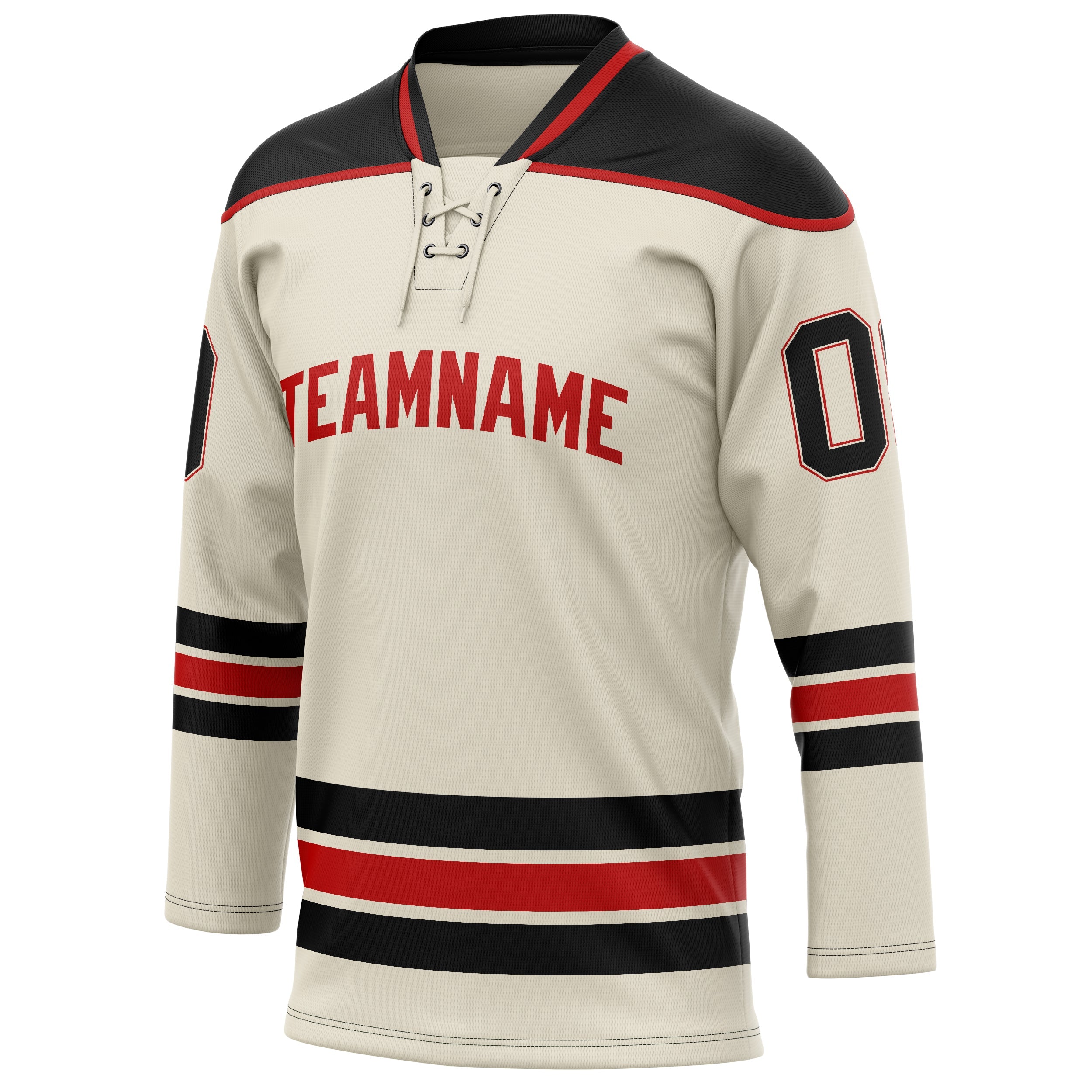 Custom Cream Black Solid Colour Hockey Jersey