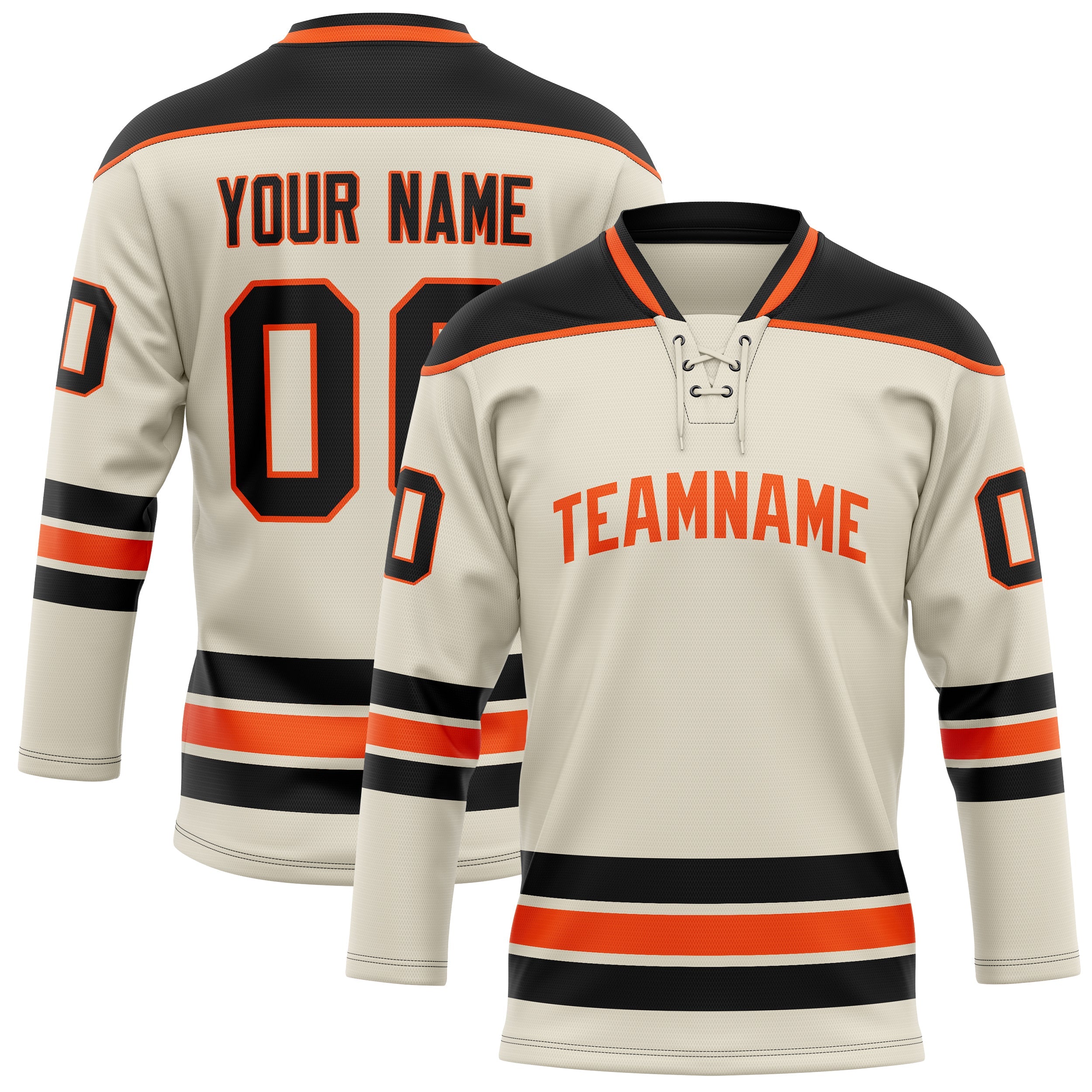 Custom Cream Black Solid Colour Hockey Jersey