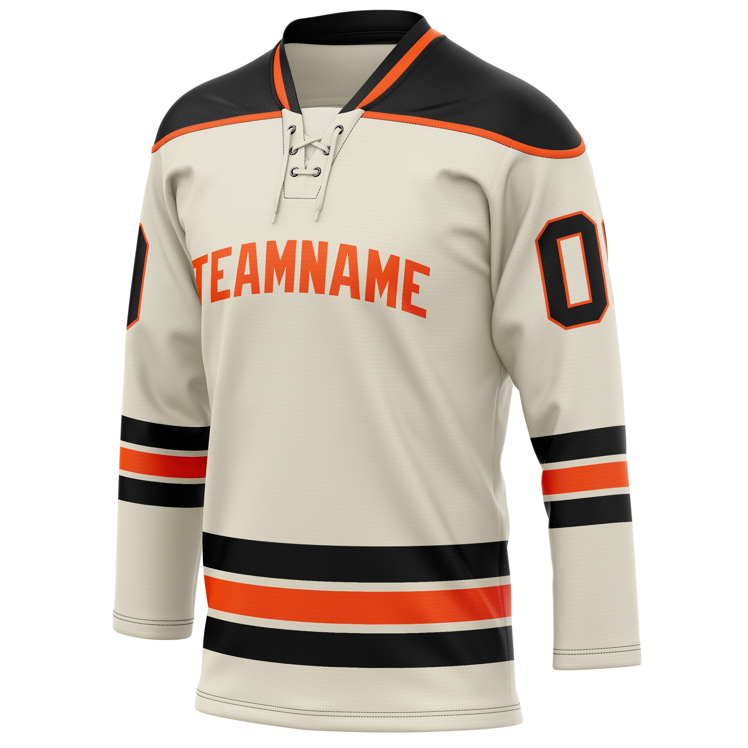 Custom Cream Black Solid Colour Hockey Jersey