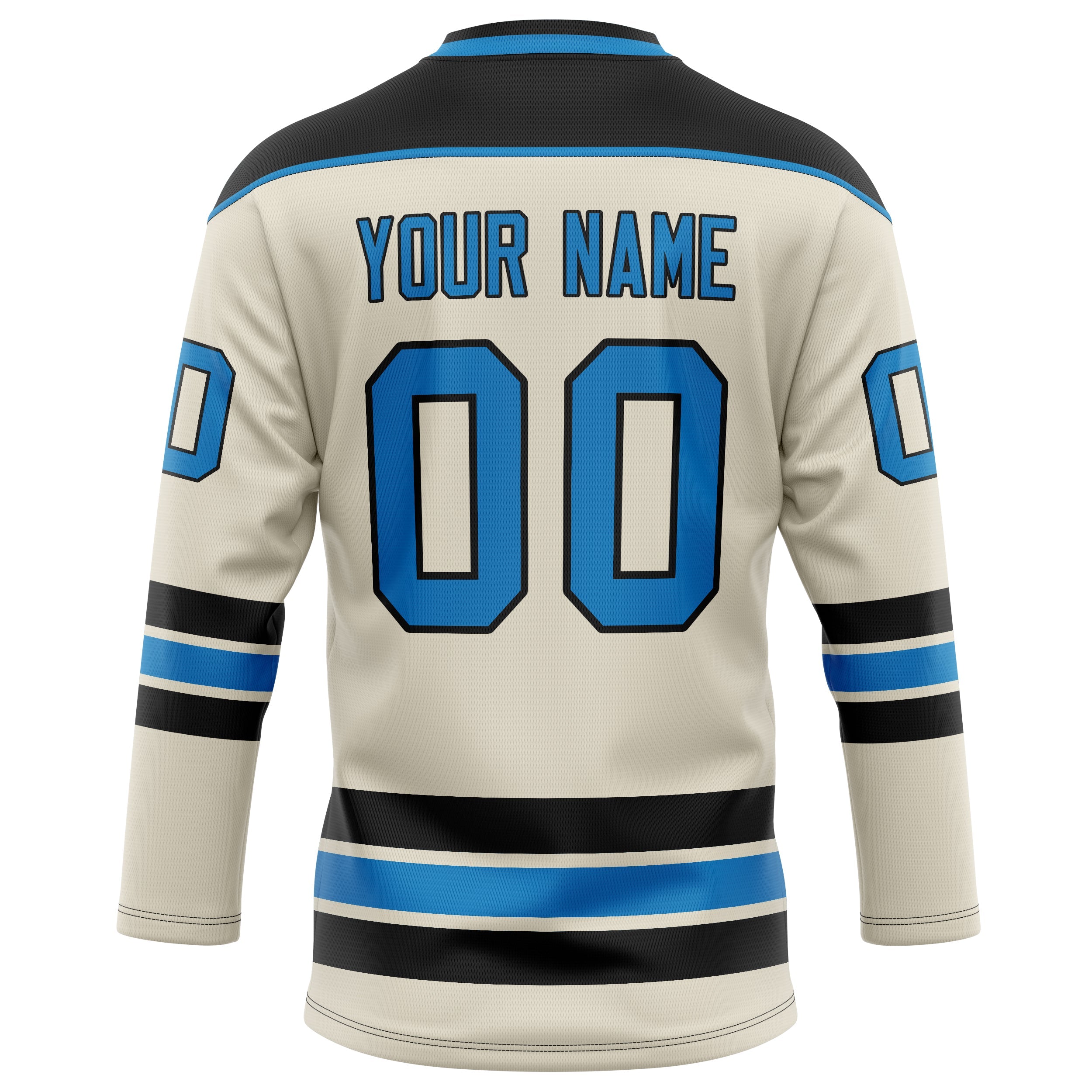 Custom Cream Blue Solid Colour Hockey Jersey