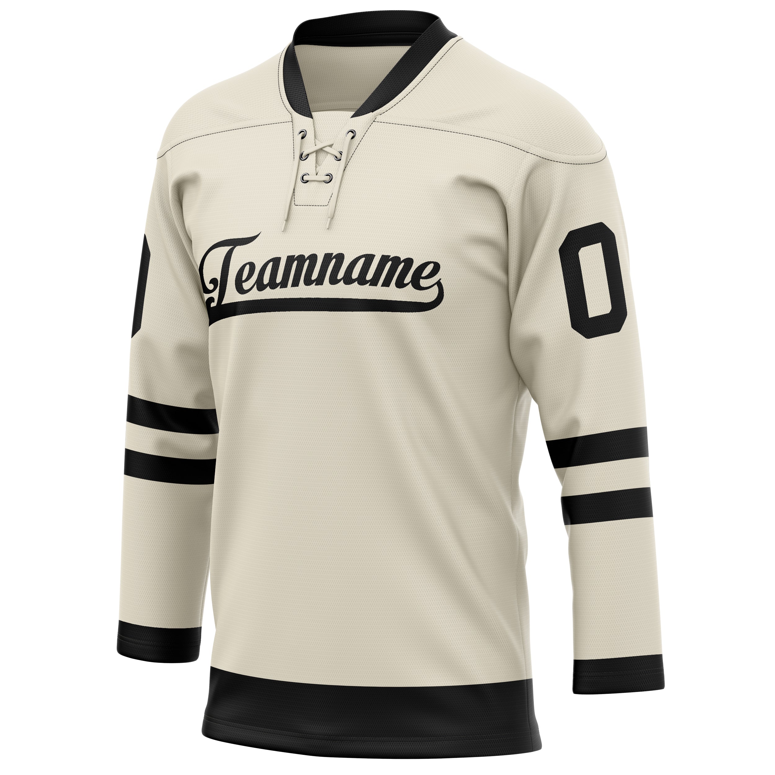 Custom Cream Black Solid Colour Hockey Jersey