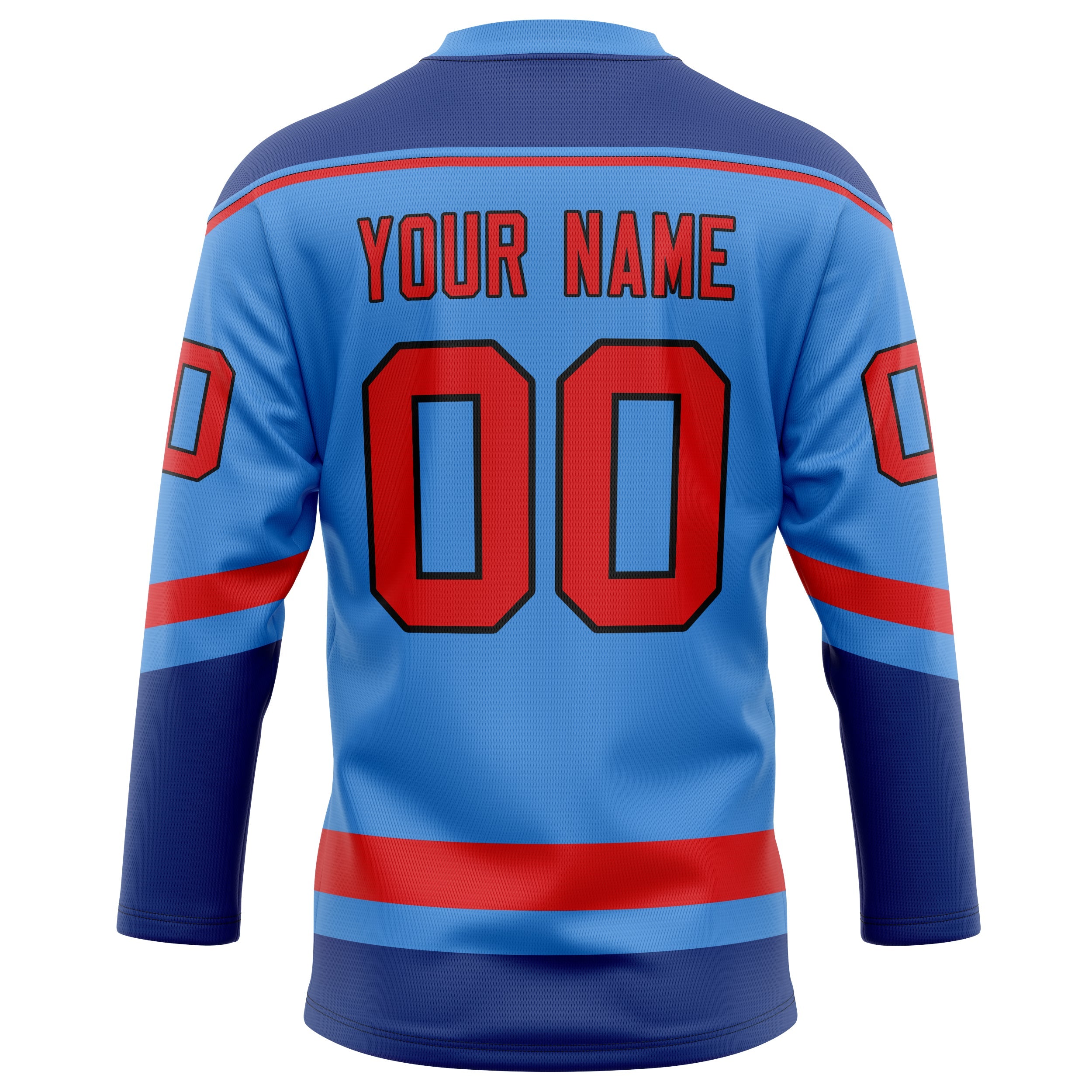 Custom Electric Blue Red Solid Colour Hockey Jersey