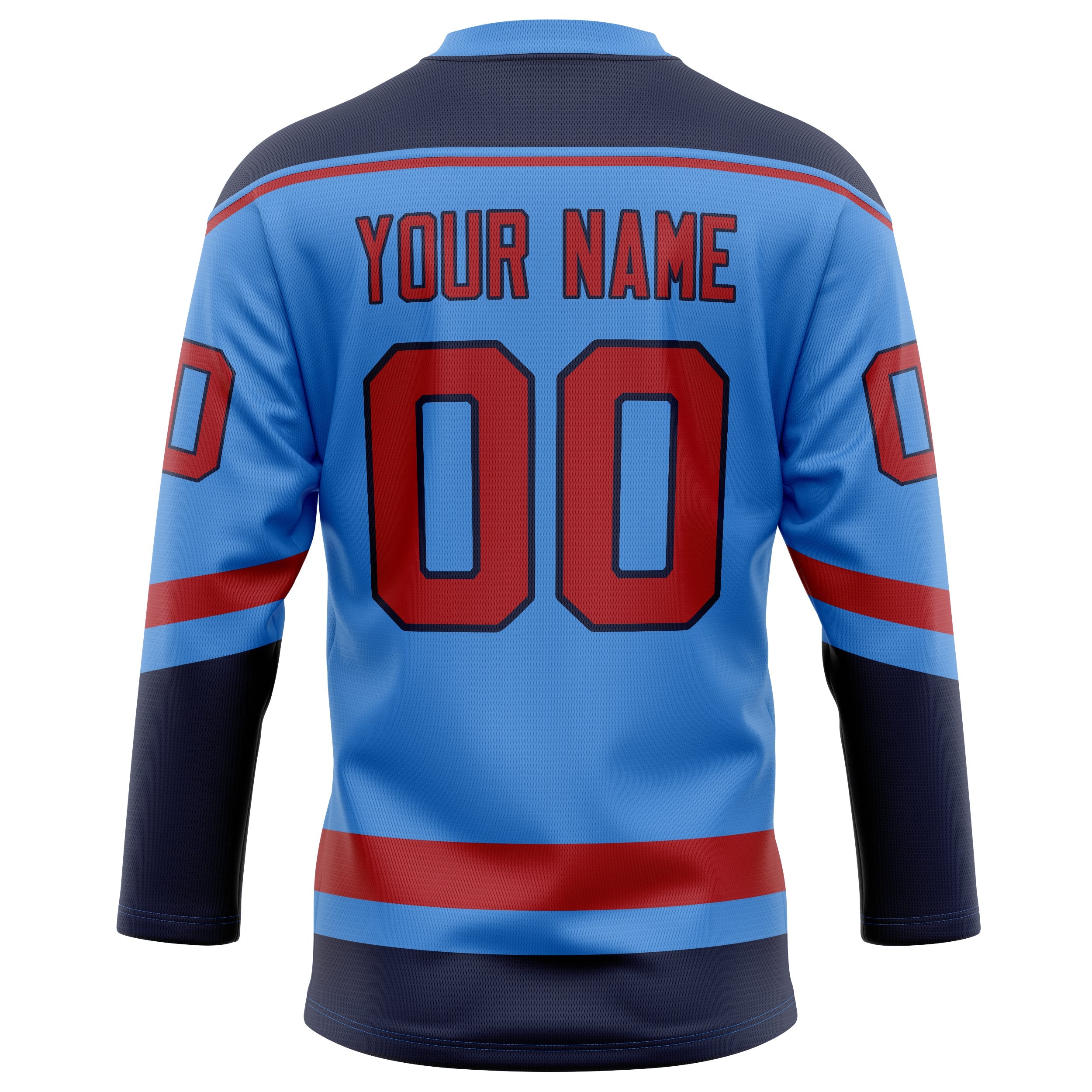 Custom Electric Blue Red Solid Colour Hockey Jersey