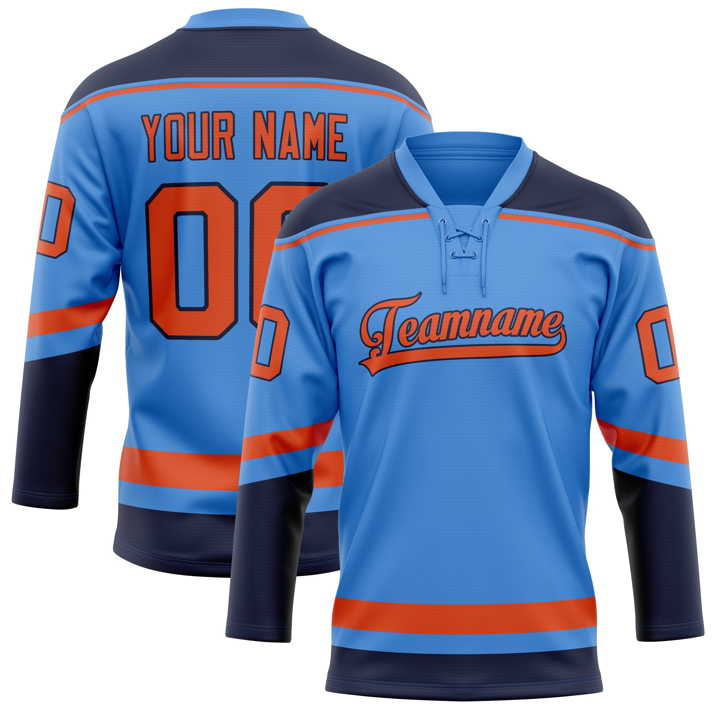 Custom Electric Blue Red Solid Colour Hockey Jersey